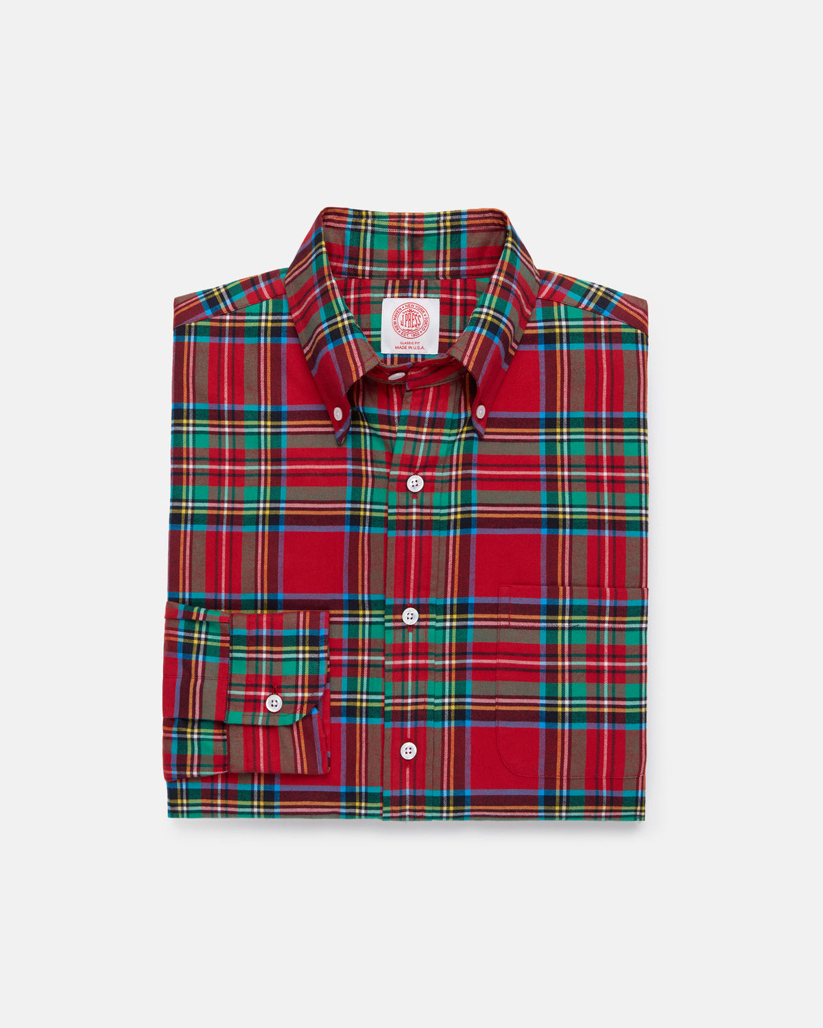 Made-in-USA Royal Stewart Tartan Flannel Sport Shirt - Classic Fit