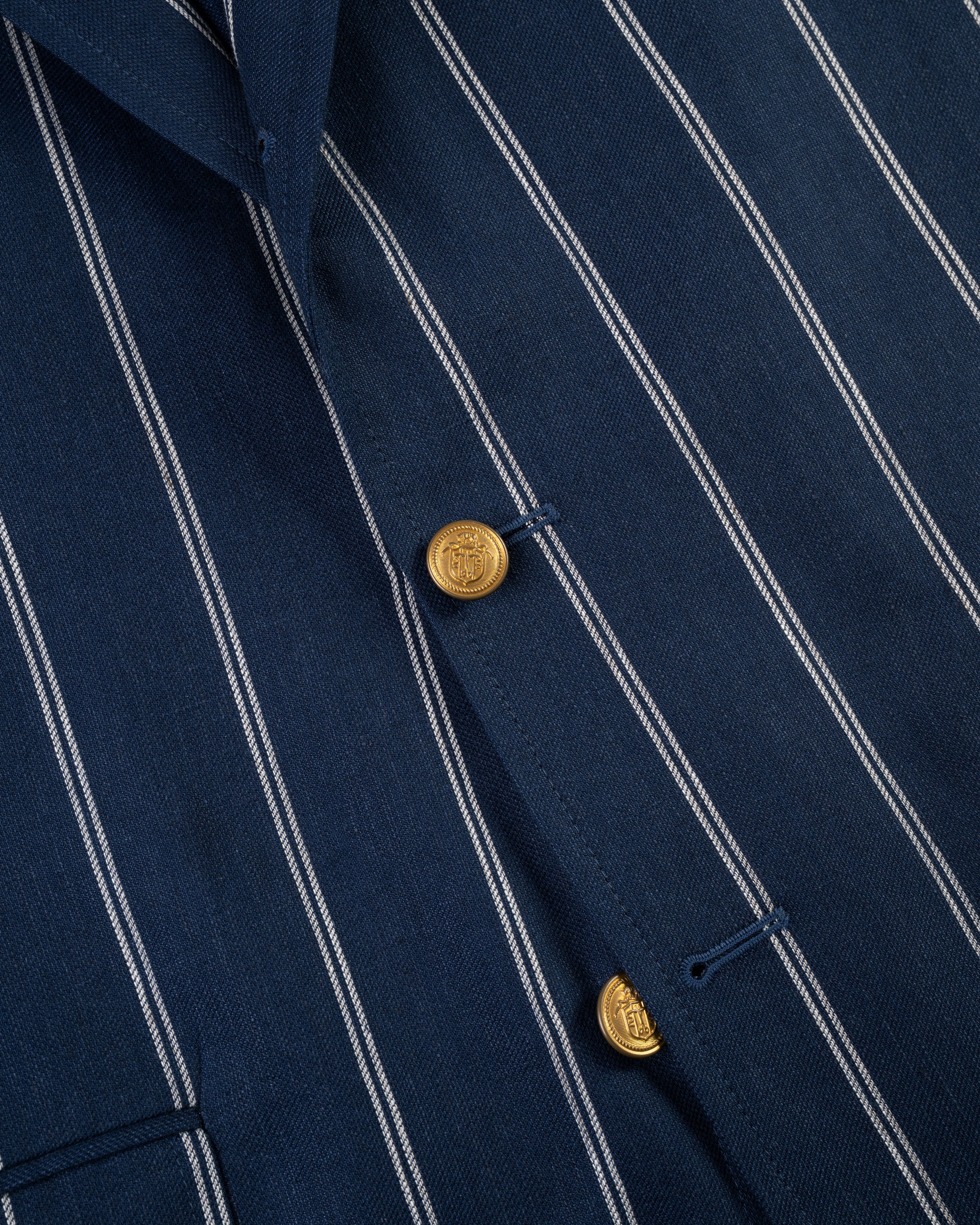 Made-in-Canada Navy Double Stripe Cotton/Linen Blazer