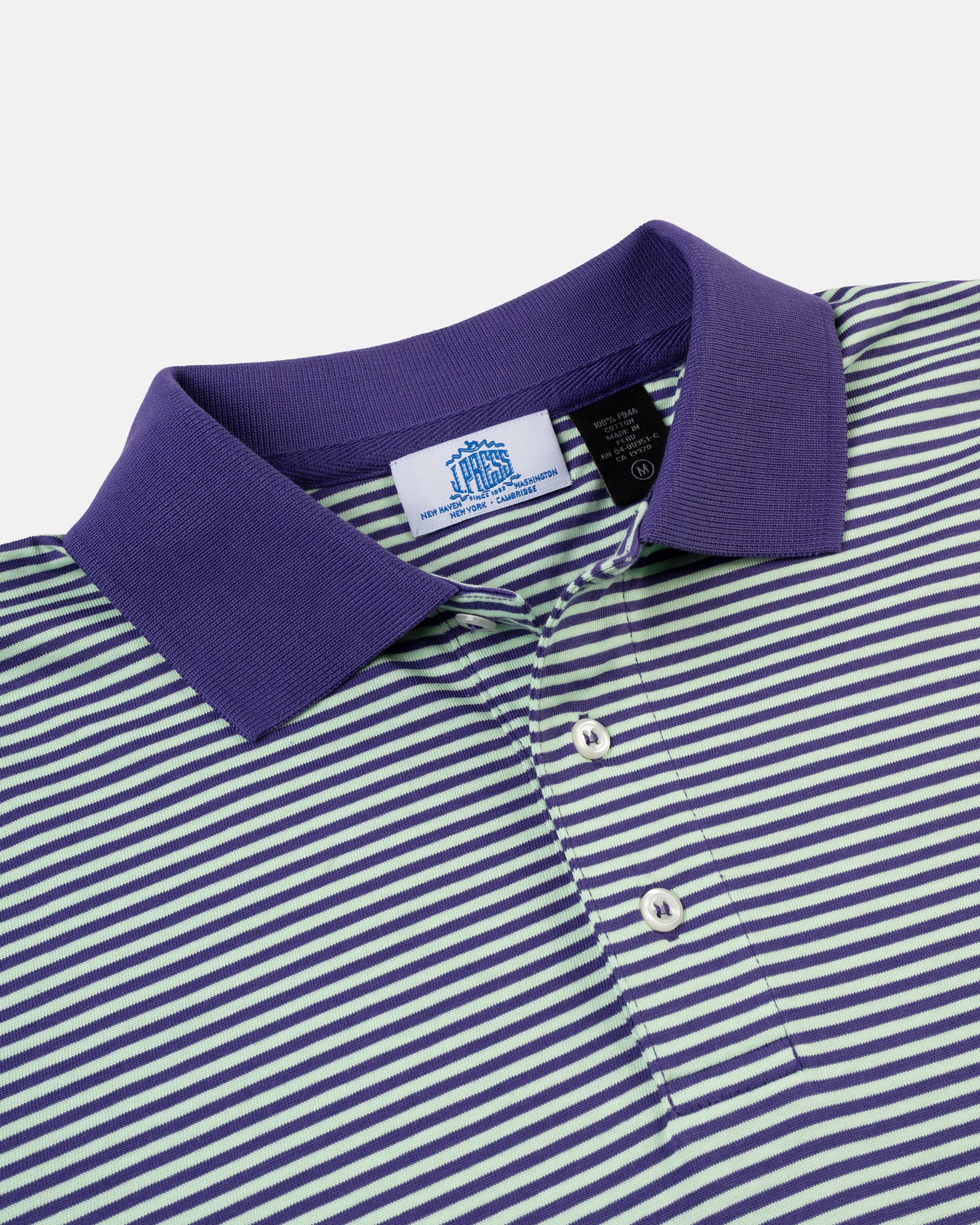 SHORT SLEEVE STRIPE POLO - LIGHT GREEN/LIGHT BLUE