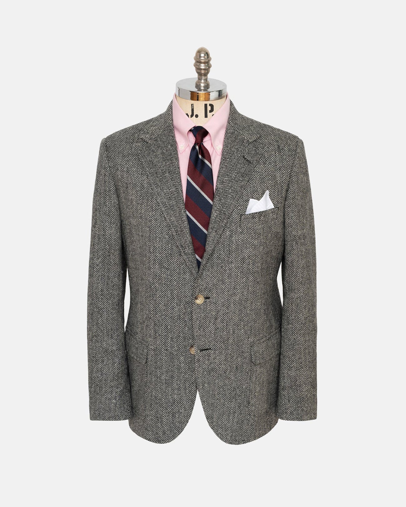 Black White Herringbone Sport Coat - Trim Fit