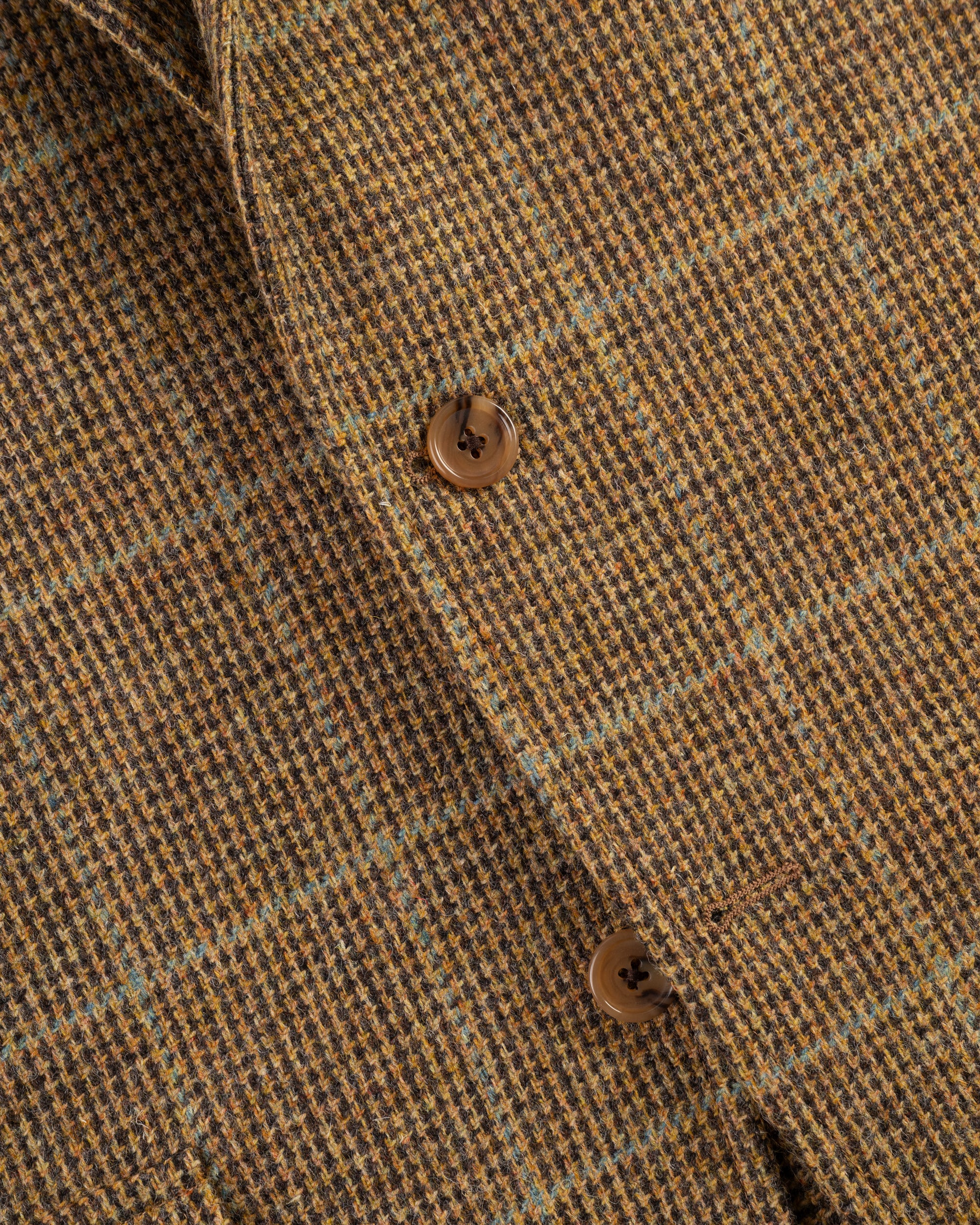 Made-in-USA Light Brown Tic Weave Windowpane Cheviot Tweed Sport Coat
