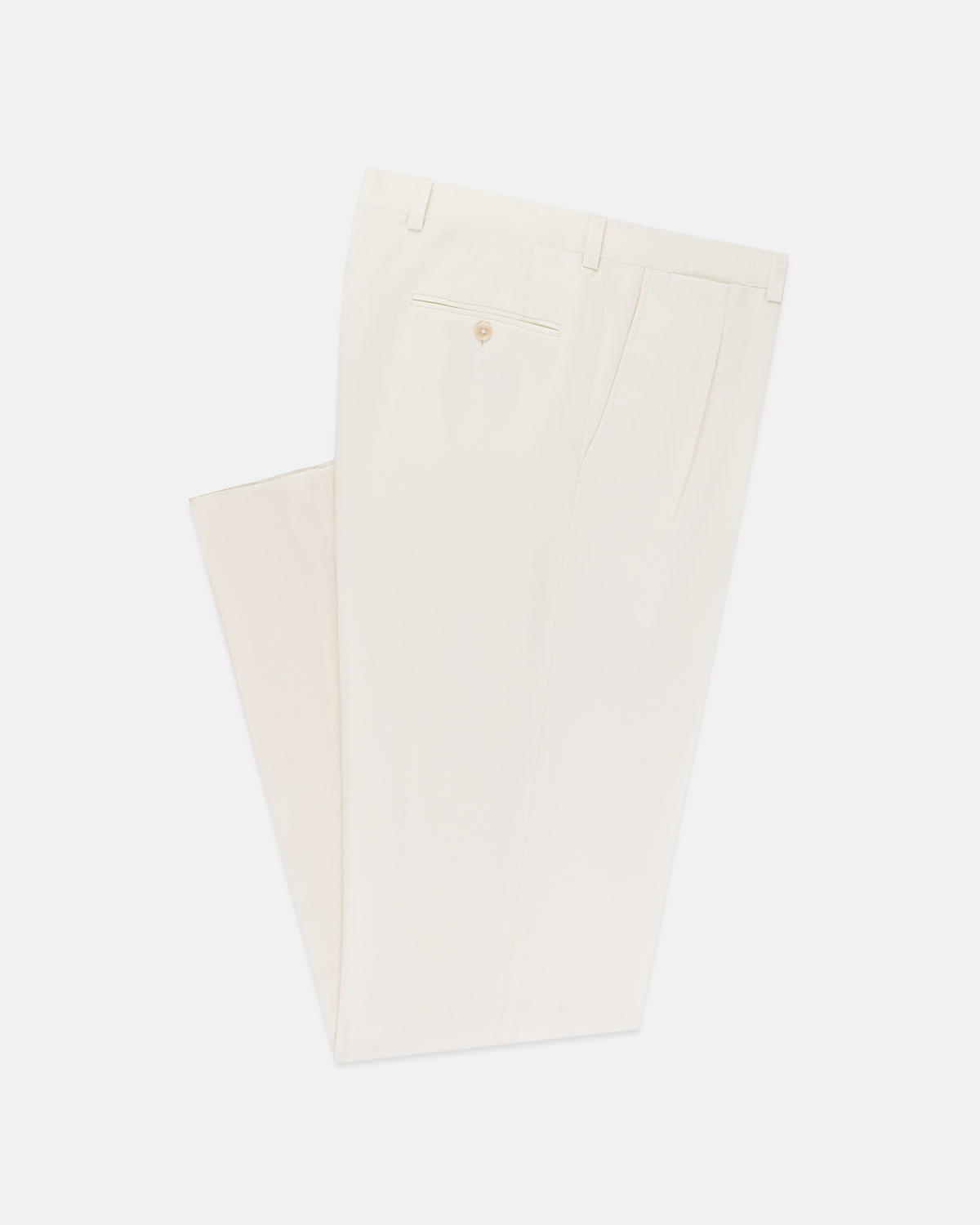 Made-in-Canada White Wool Flannel Pleated Trouser