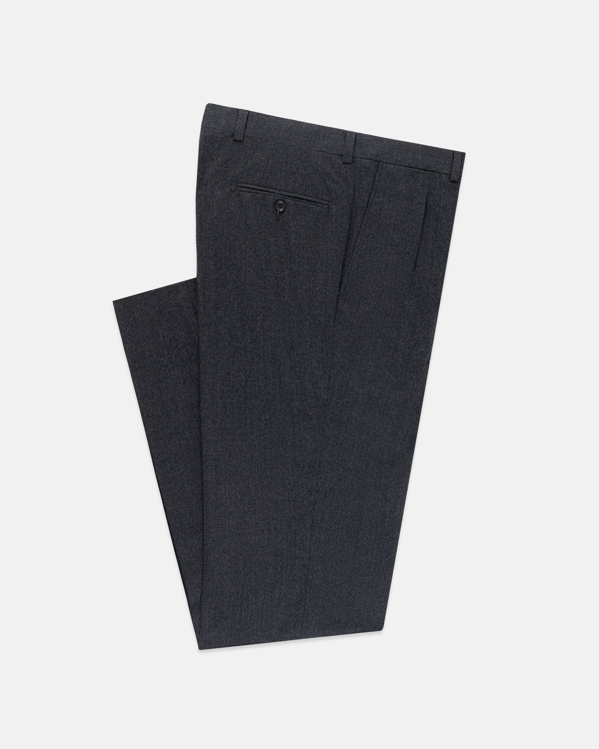 Made-in-Canada Charcoal Wool Flannel Pleated Trouser