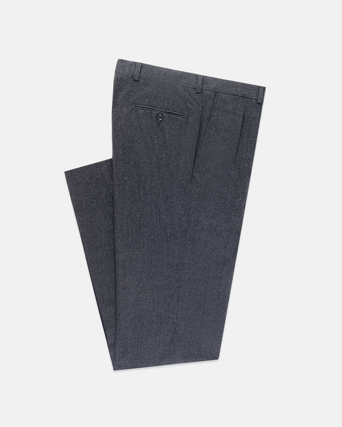 Made-in-Canada Grey Wool Flannel Pleated Trouser