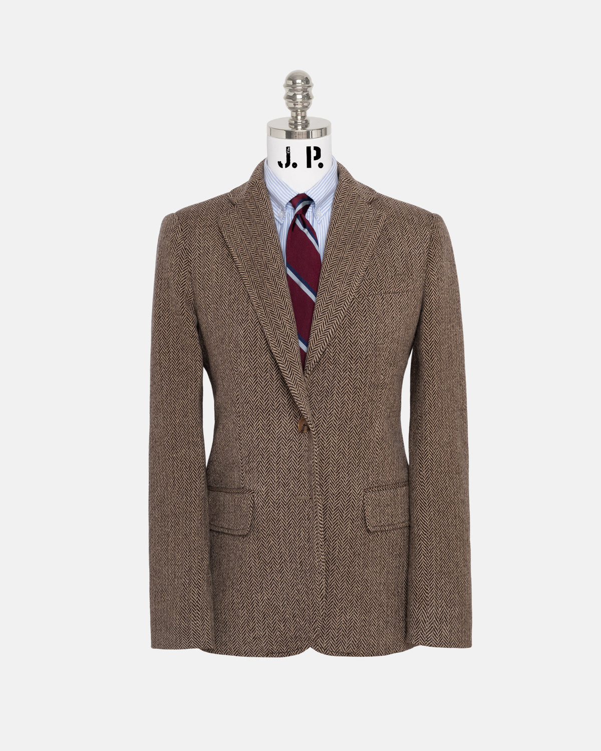 Made-in-USA Women's Brown & Tan Herringbone Tweed Blazer