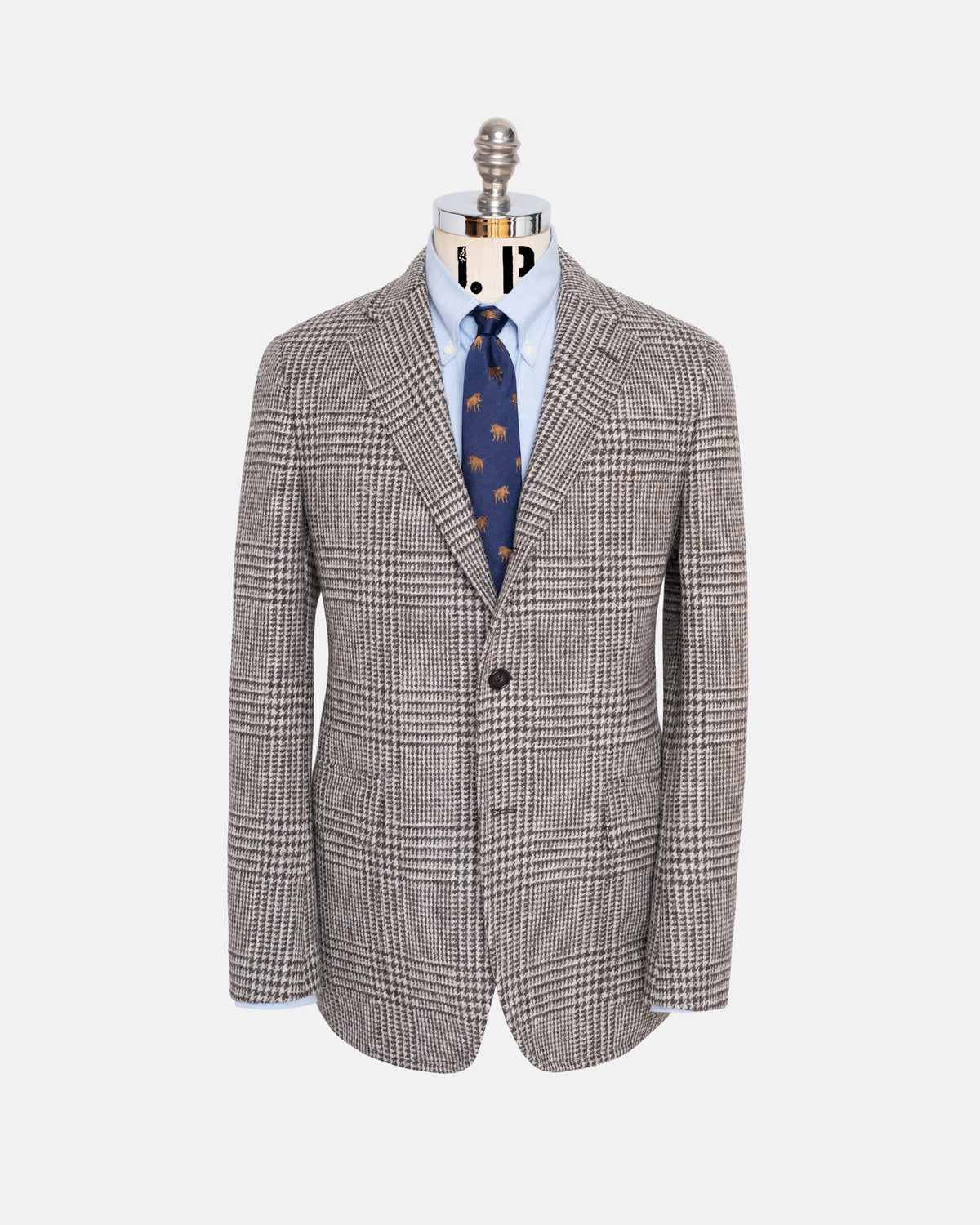 Made-in-USA Light Brown Plaid Tweed Sport Coat