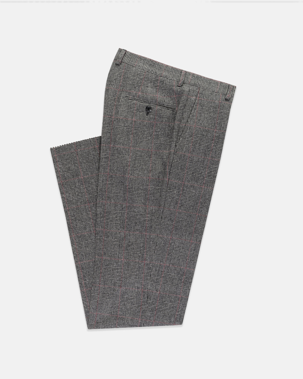 Made-in-USA Black & White Prince of Wales Plaid with Red Window Fox Flannel Ivy Model Suit