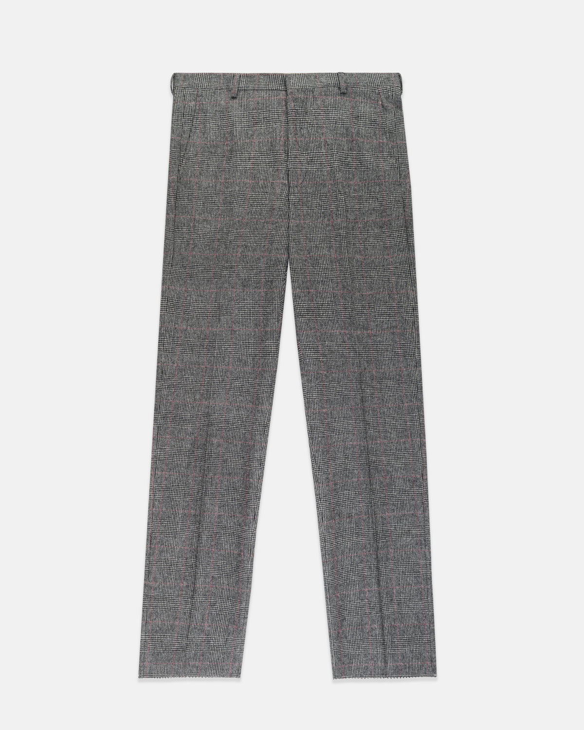 Made-in-USA Black & White Prince of Wales Plaid with Red Window Fox Flannel Ivy Model Suit
