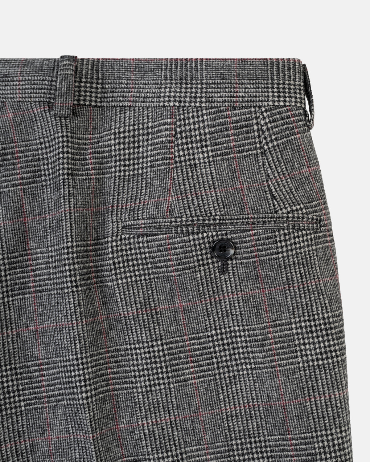 Made-in-USA Black & White Prince of Wales Plaid with Red Window Fox Flannel Ivy Model Suit
