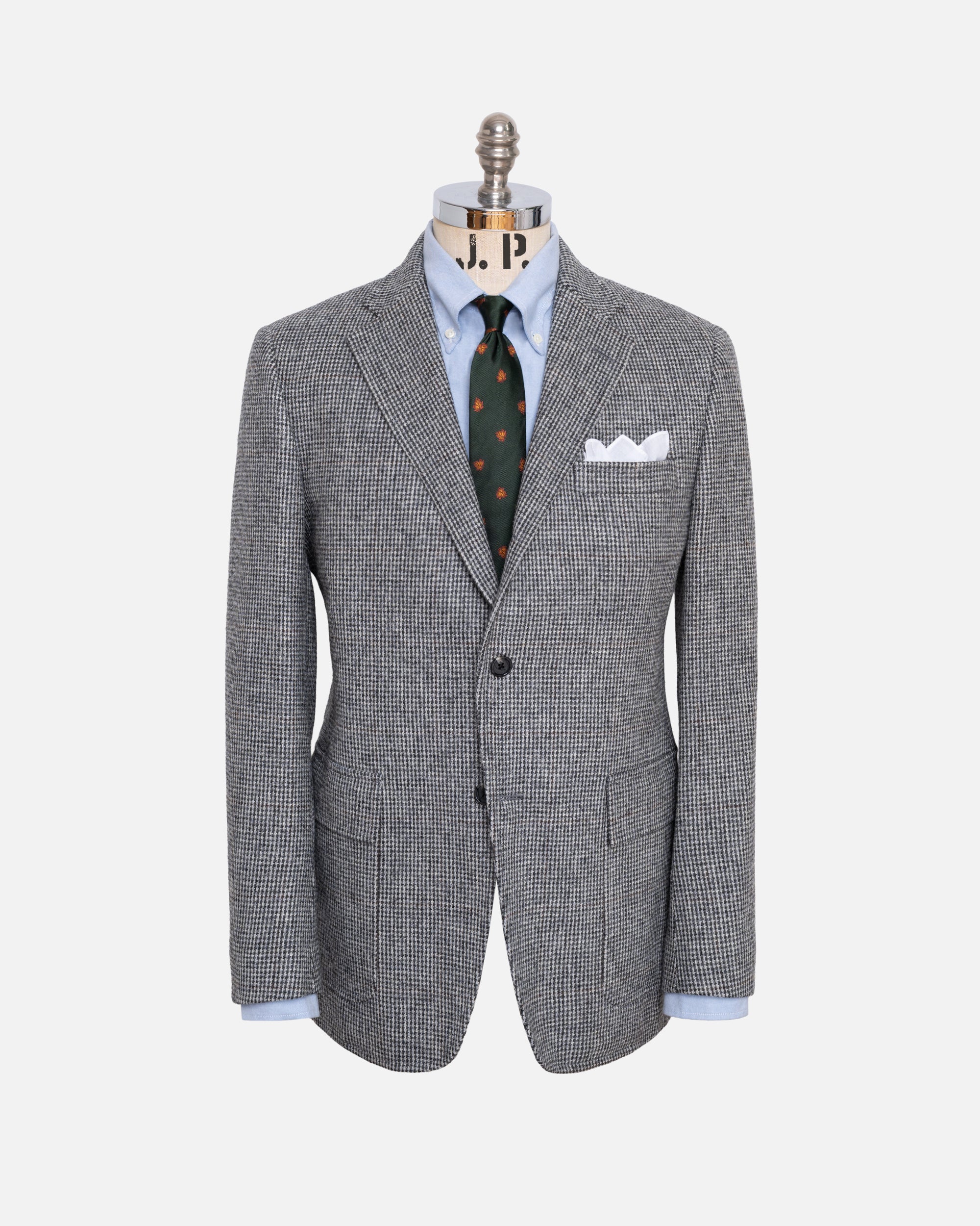 Made-in-USA Black & White Tic Weave Cheviot Tweed Sport Coat