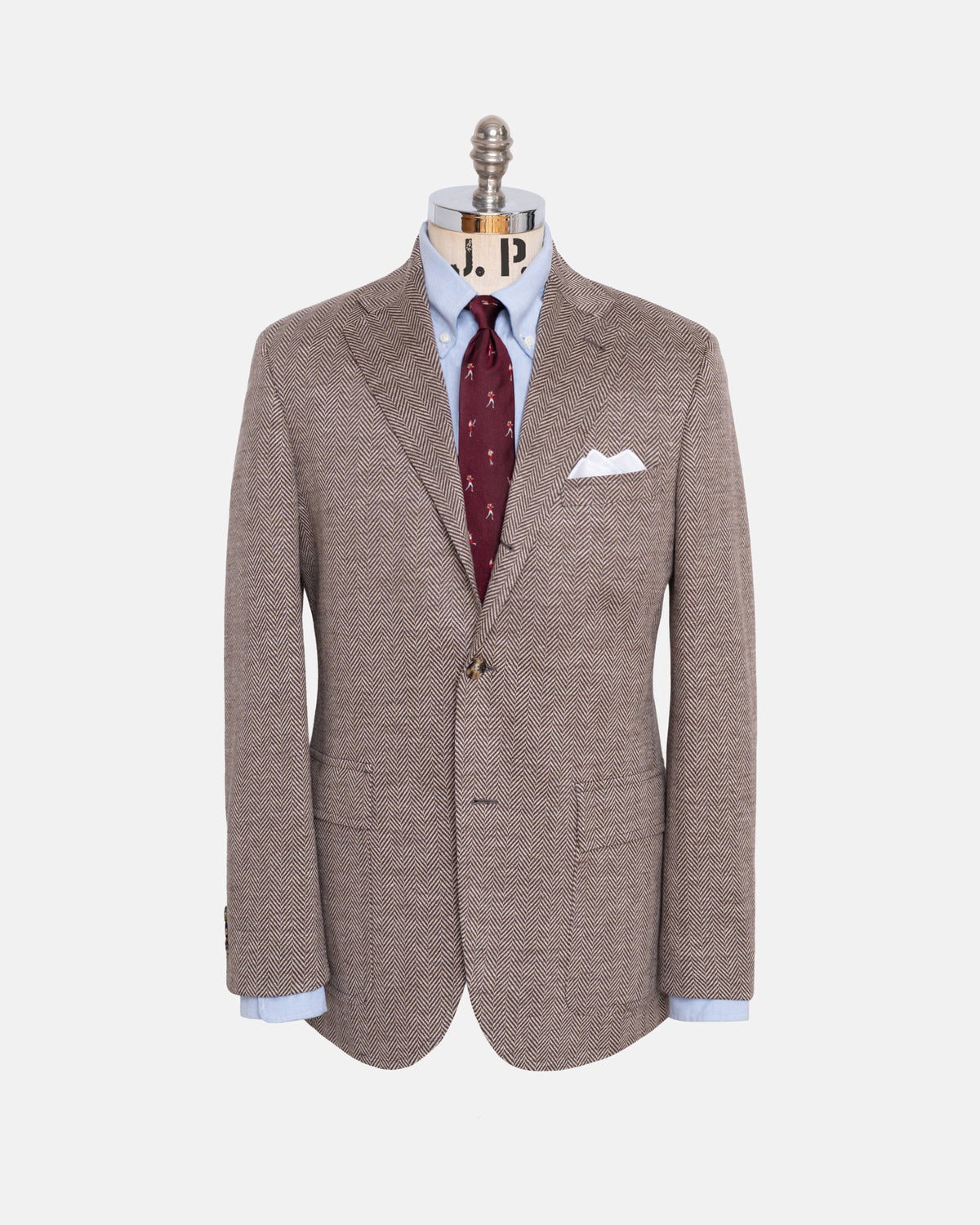 Light Brown Herringbone Knit Sport Coat