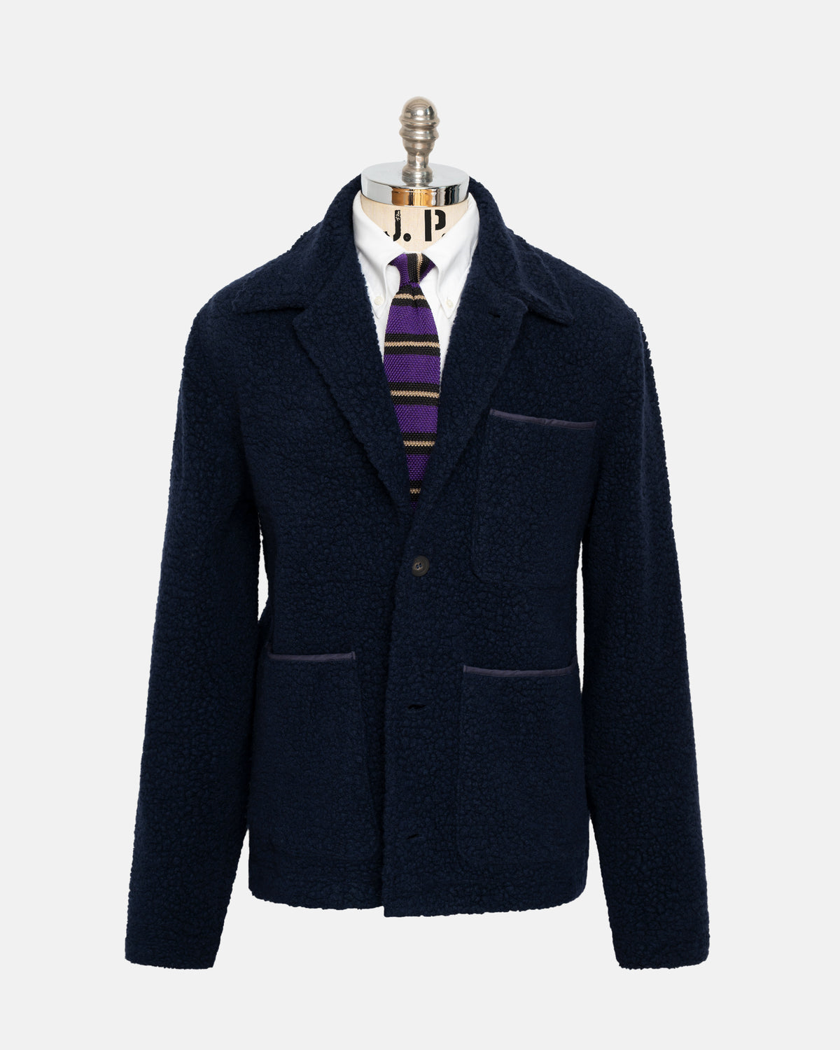 Armor-Lux Navy Sherpa Fleece Chore Jacket