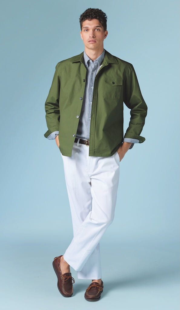 Made-in-England Blue Drywax Cotton Overshirt