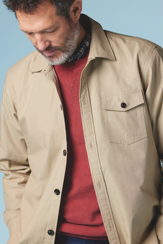 Made-in-England Blue Drywax Cotton Overshirt