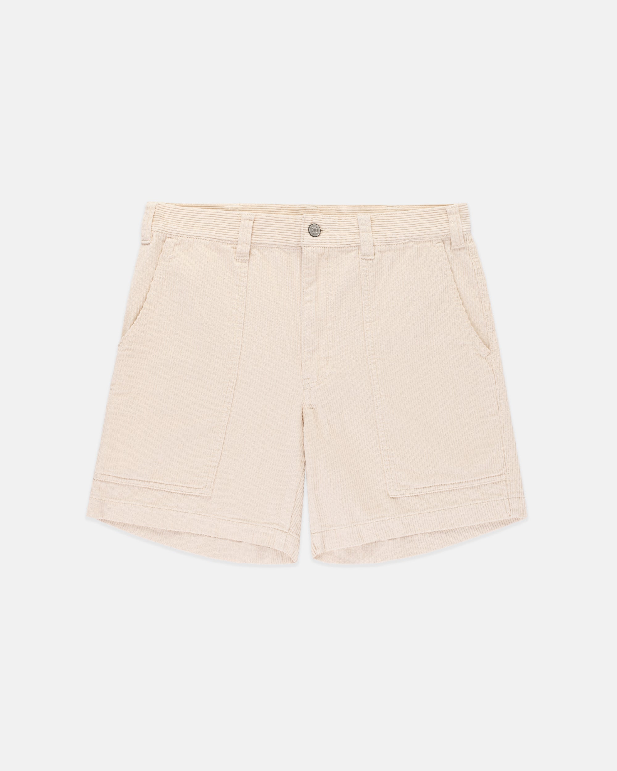 White Wide-Wale Cotton Corduroy Shorts - Trim Fit