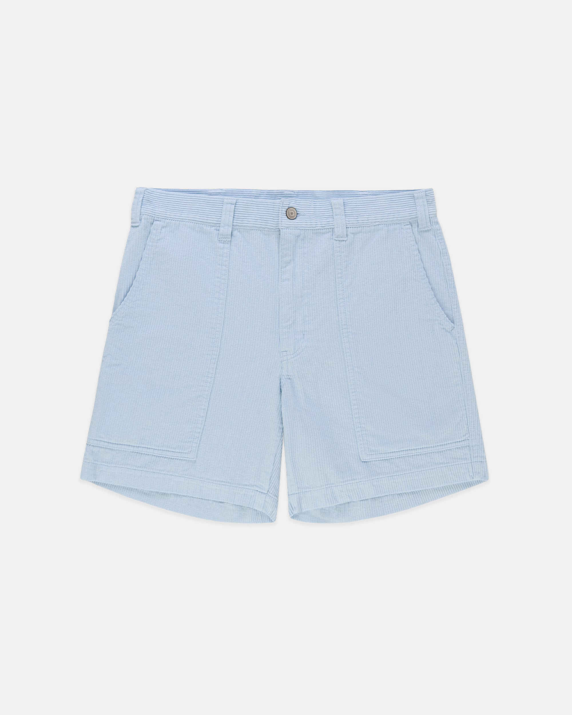 Light Blue Wide-Wale Cotton Corduroy Shorts - Trim Fit