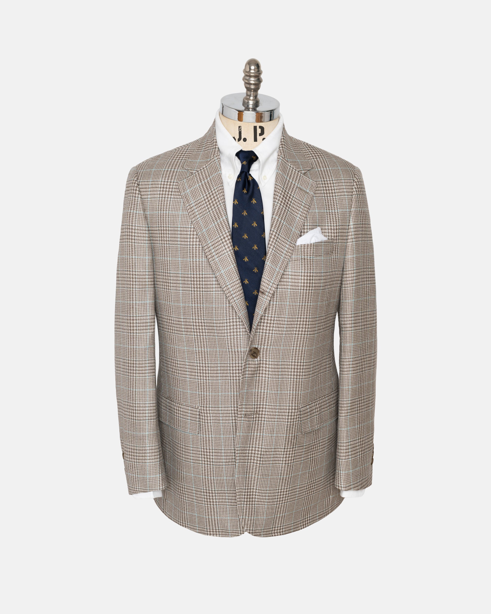 Made-in-Canada Taupe Plaid Wool-Silk Sport Coat - Custom Make
