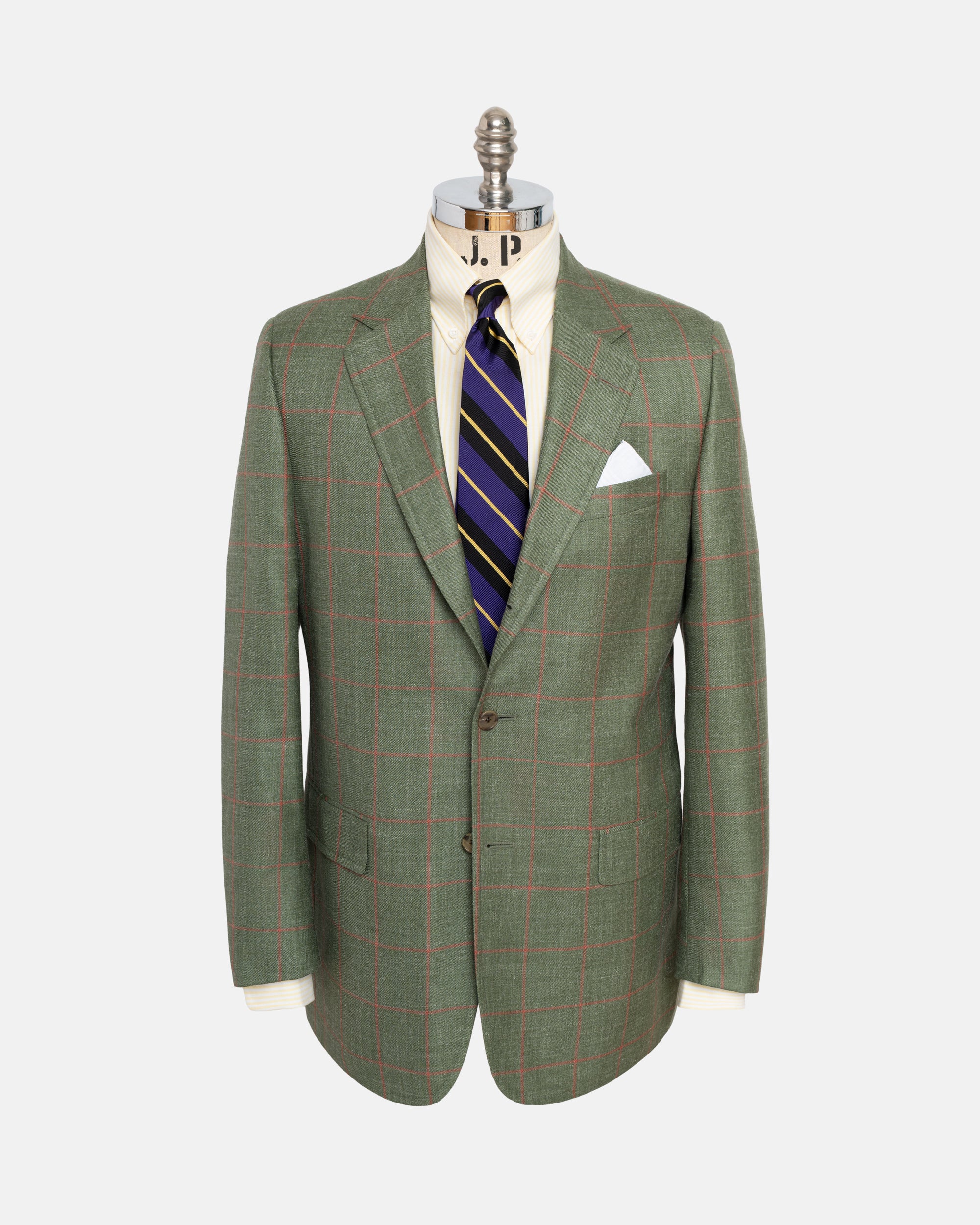 Made-in-Canada Green Windowpane Wool-Silk Sport Coat