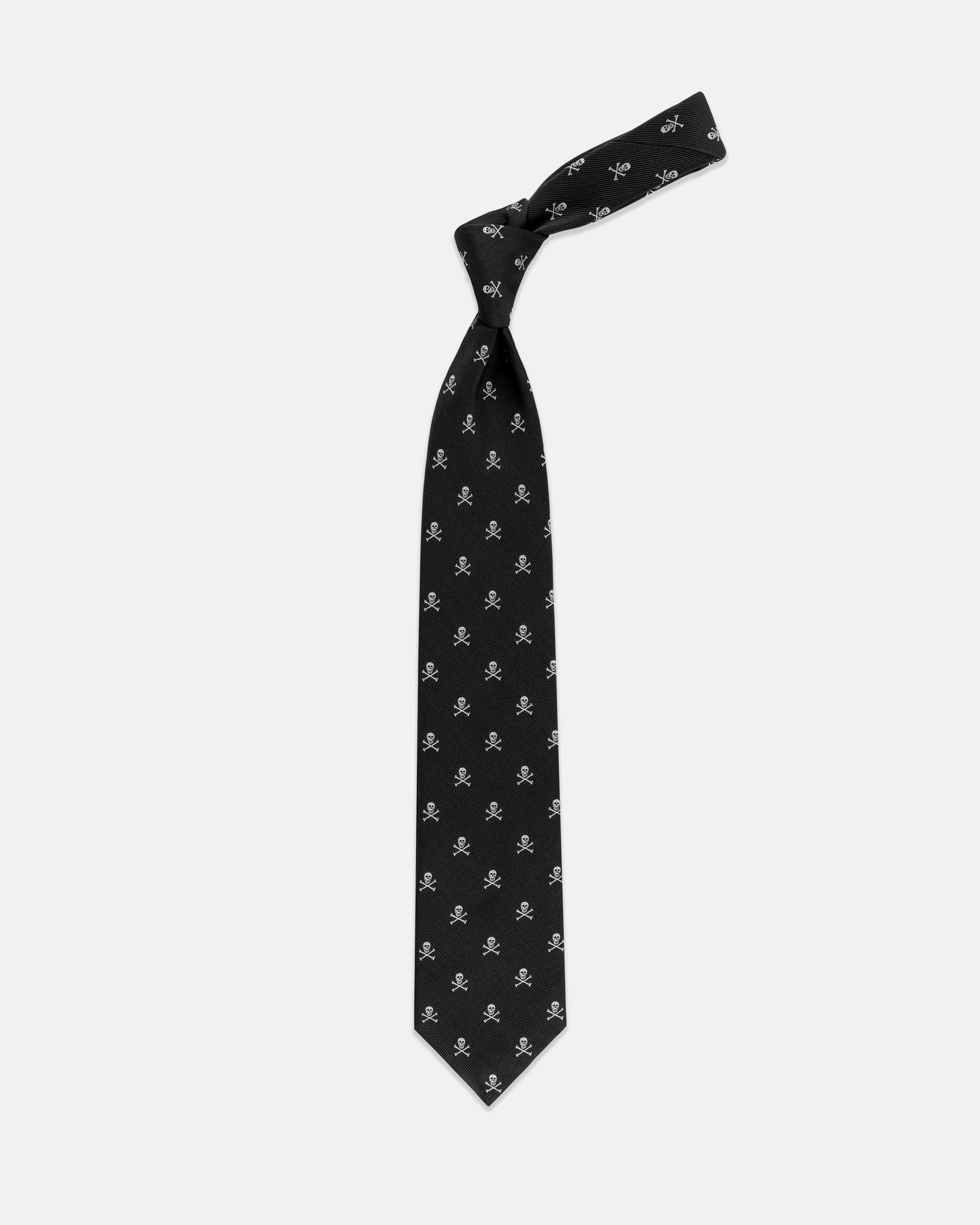 Made-in-UK Black Skull and Bones Club Tie