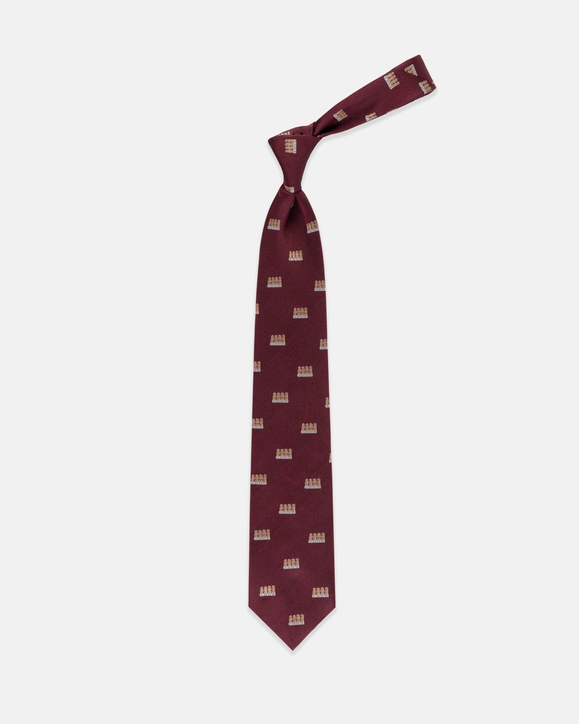 Made-in-UK Burgundy Four Wise Monkeys Club Tie