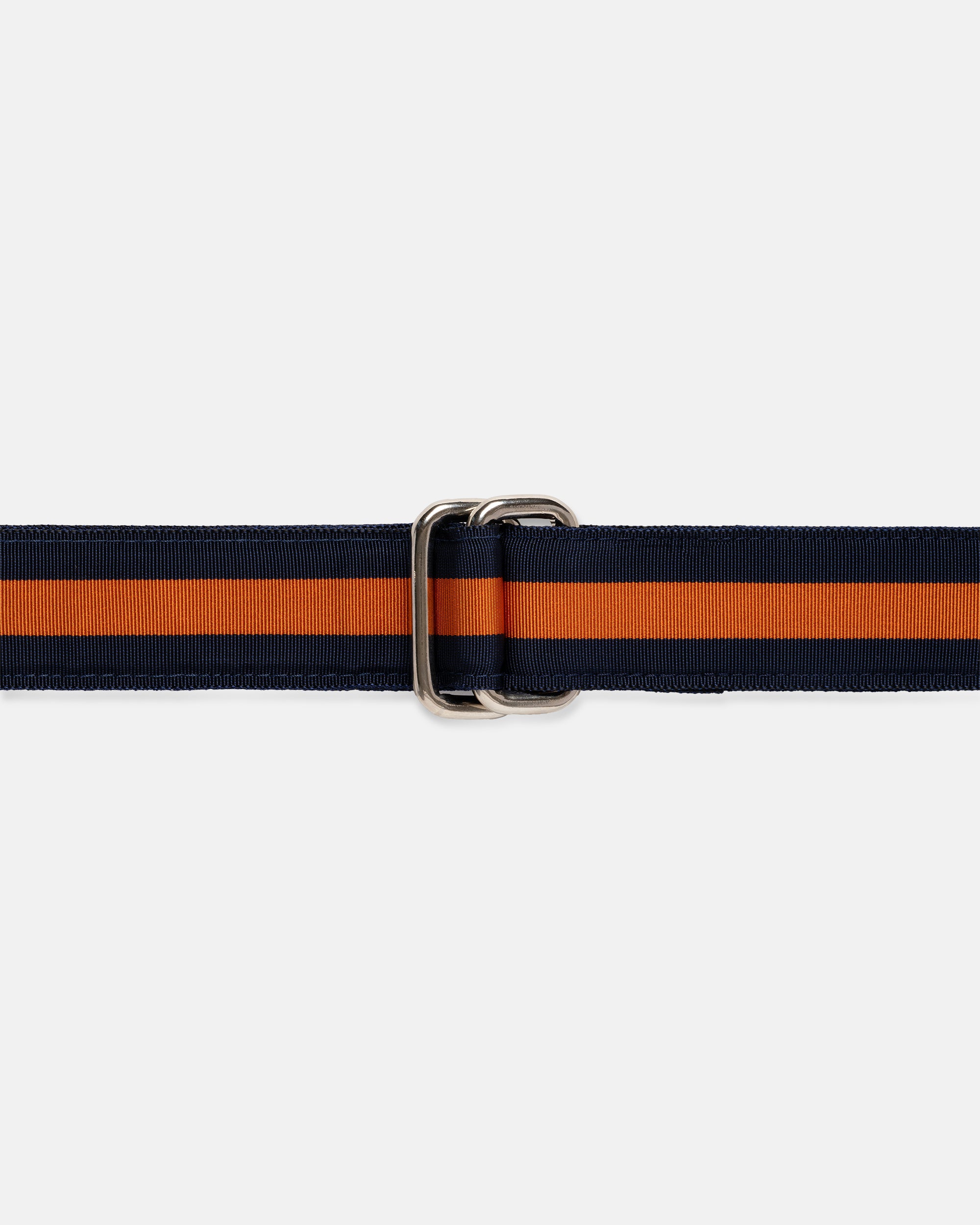 Made-in-USA Navy & Orange Striped Grosgrain Ribbon Belt