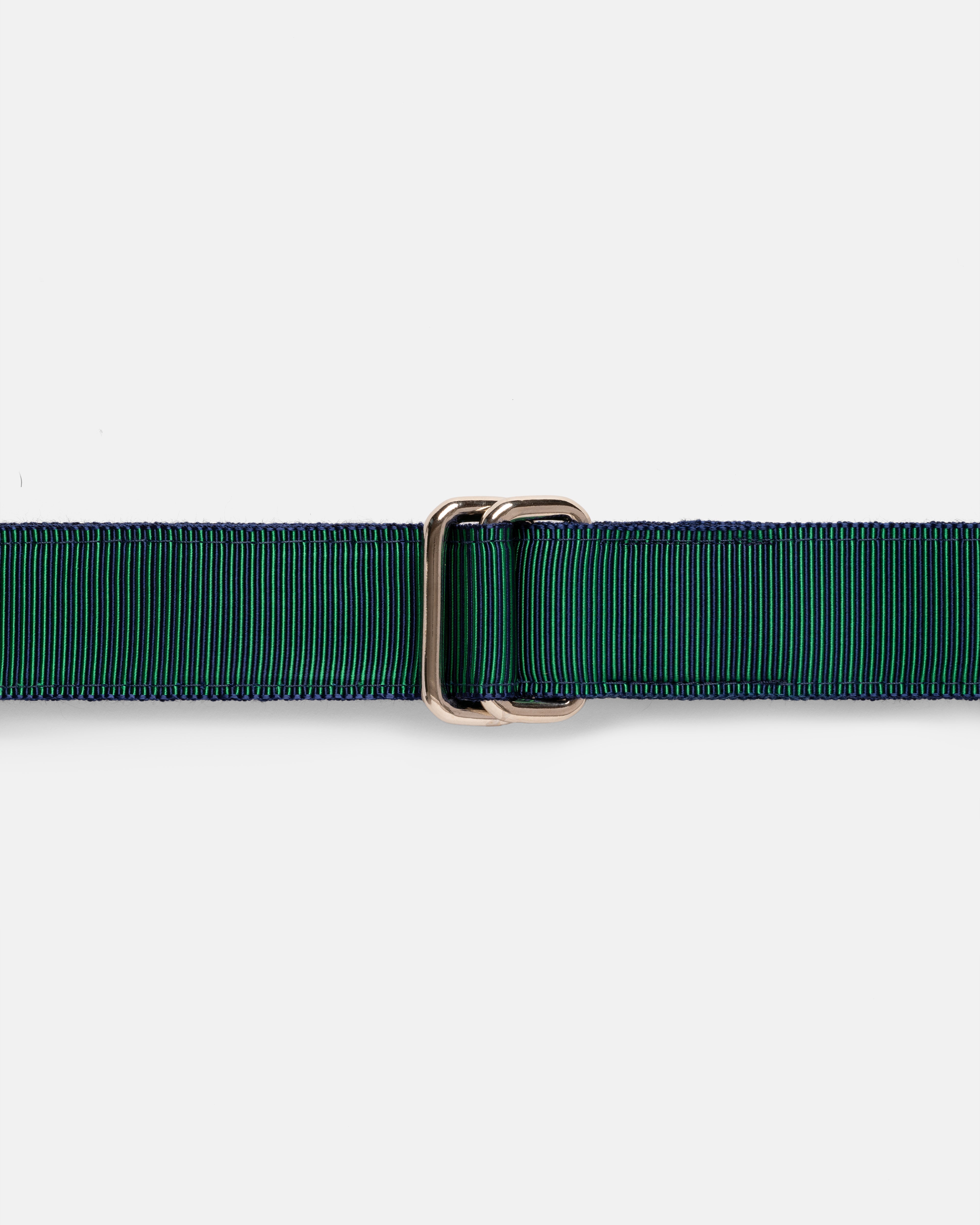 Made-in-USA Green & Navy Striped Grosgrain Ribbon Belt