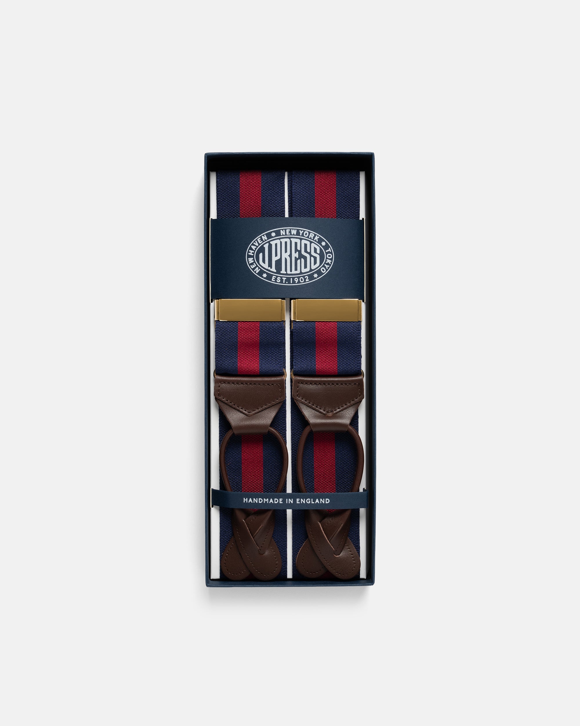 Made-in-England Navy & Red Striped Barathea Braces
