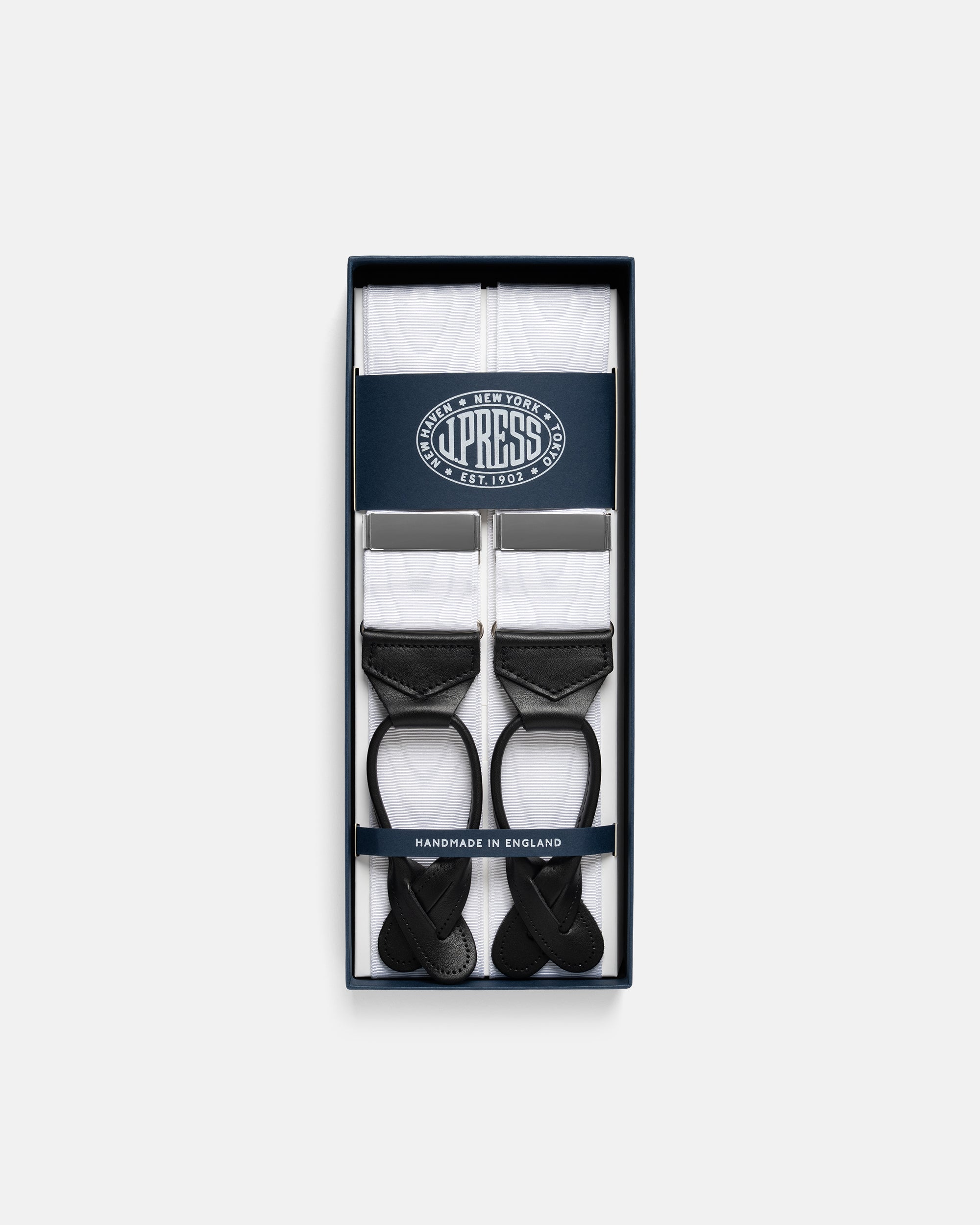 Made-in-England White Silk Moire Braces