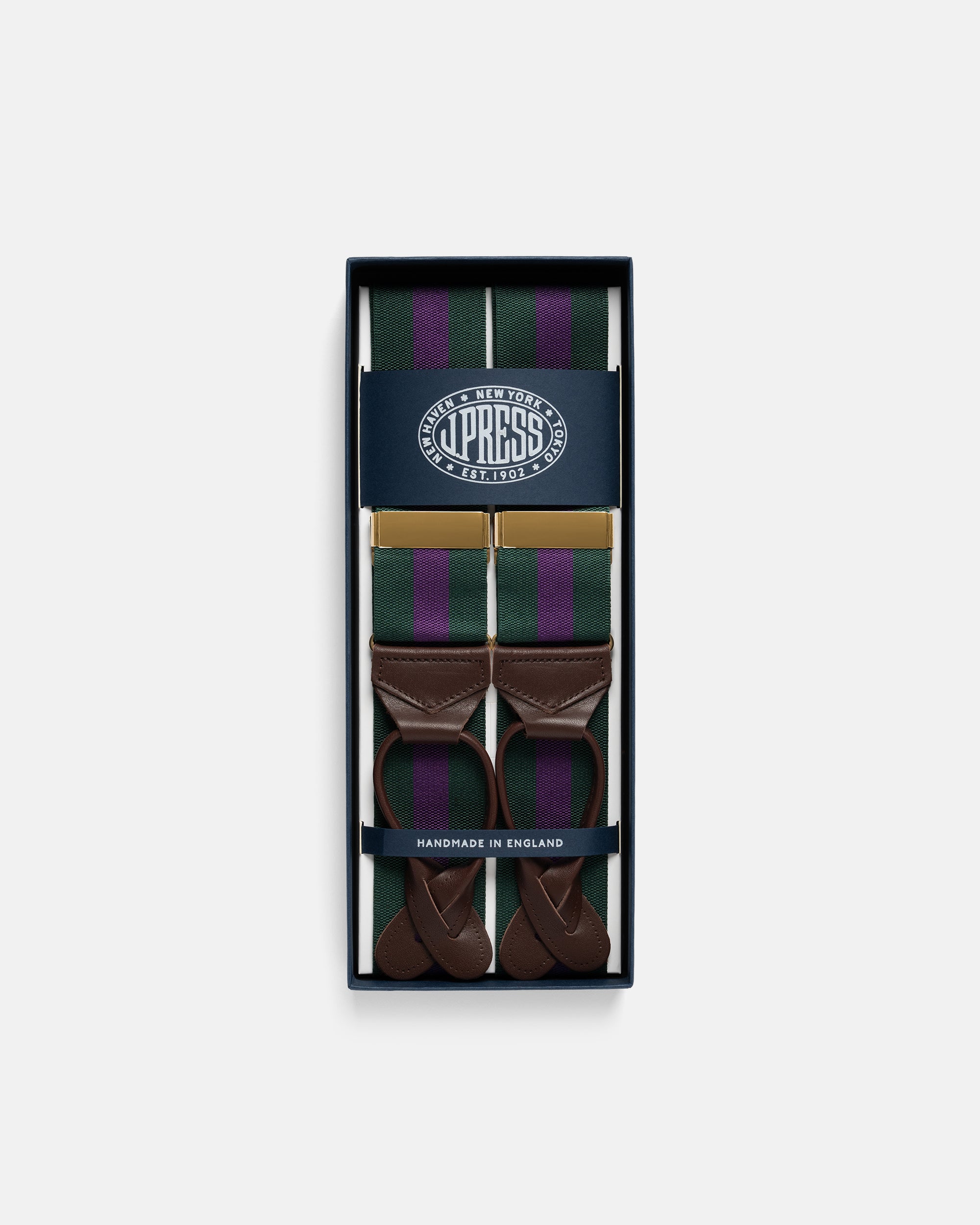 Made-in-England Hunter & Purple Striped Barathea Braces