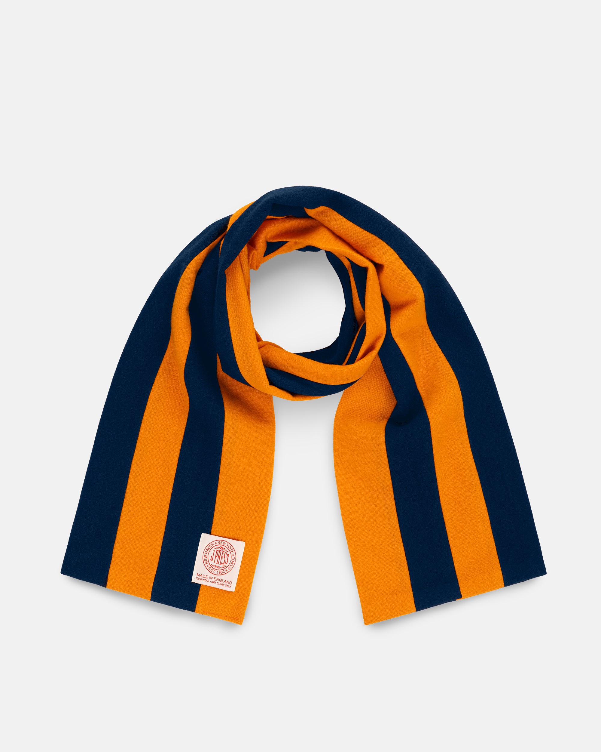 Made-in-England Navy & Orange Wool Schoolboy Muffler