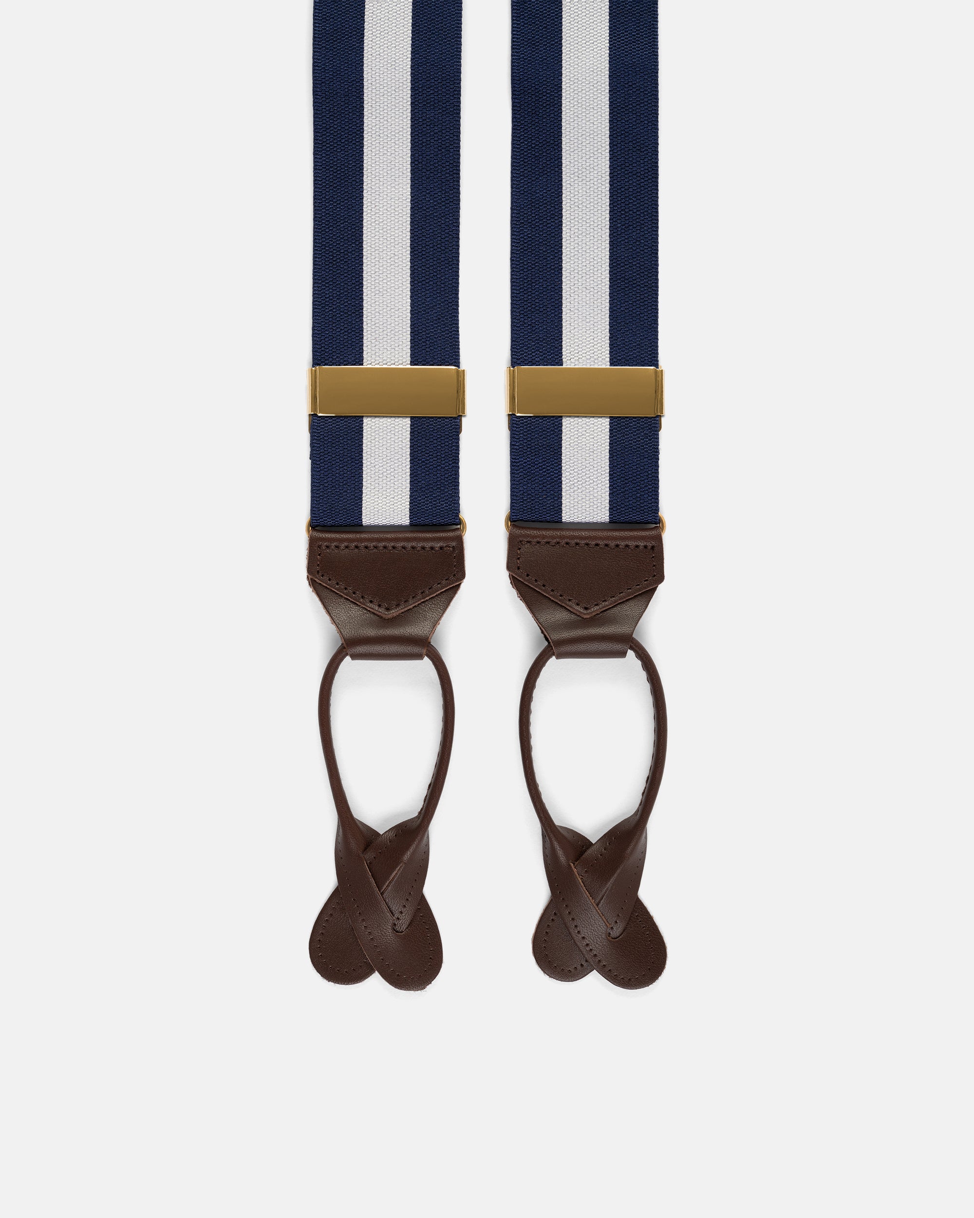 Made-in-England Navy & White Striped Barathea Braces
