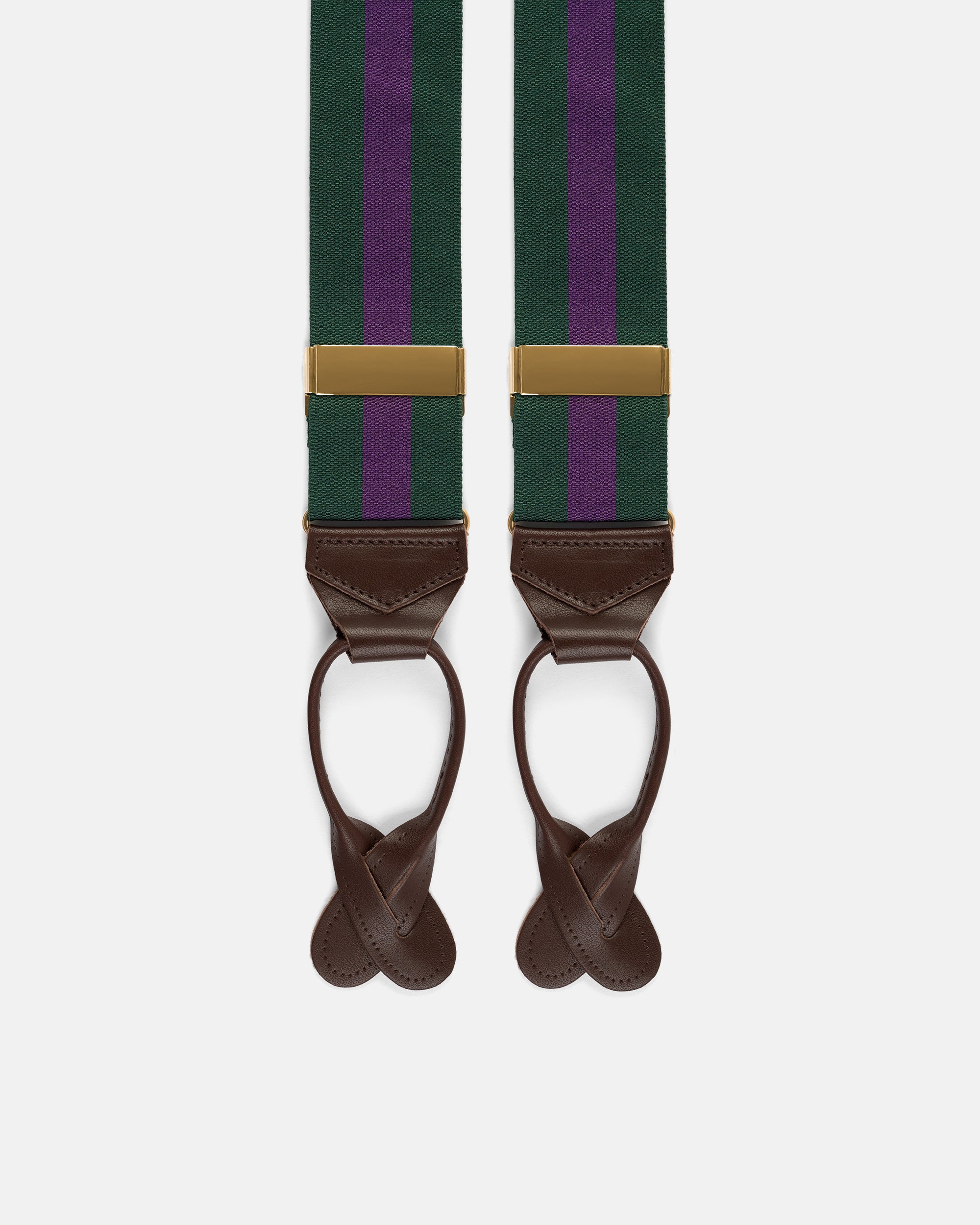 Made-in-England Hunter & Purple Striped Barathea Braces