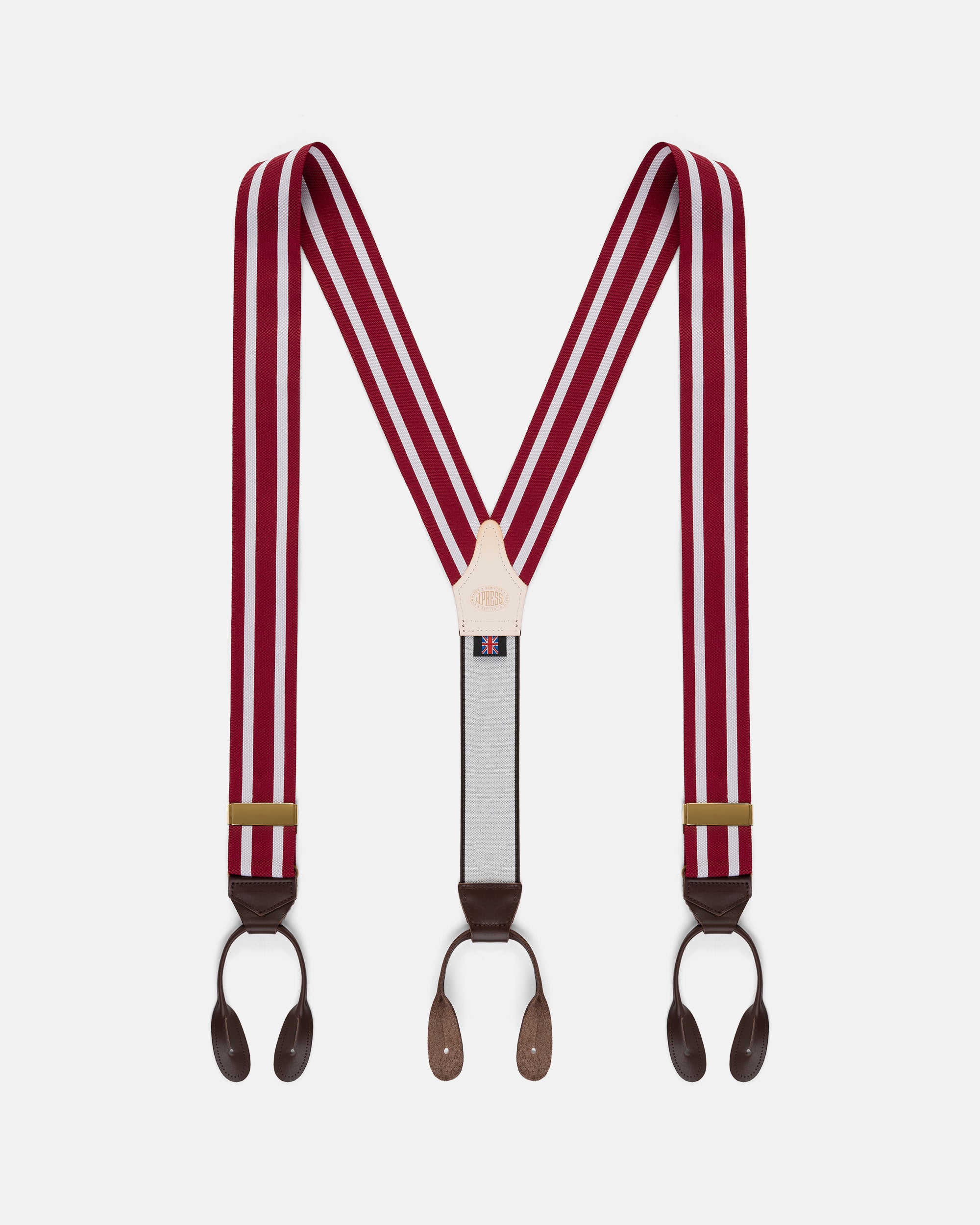 Made-in-England Red & White Striped Barathea Braces