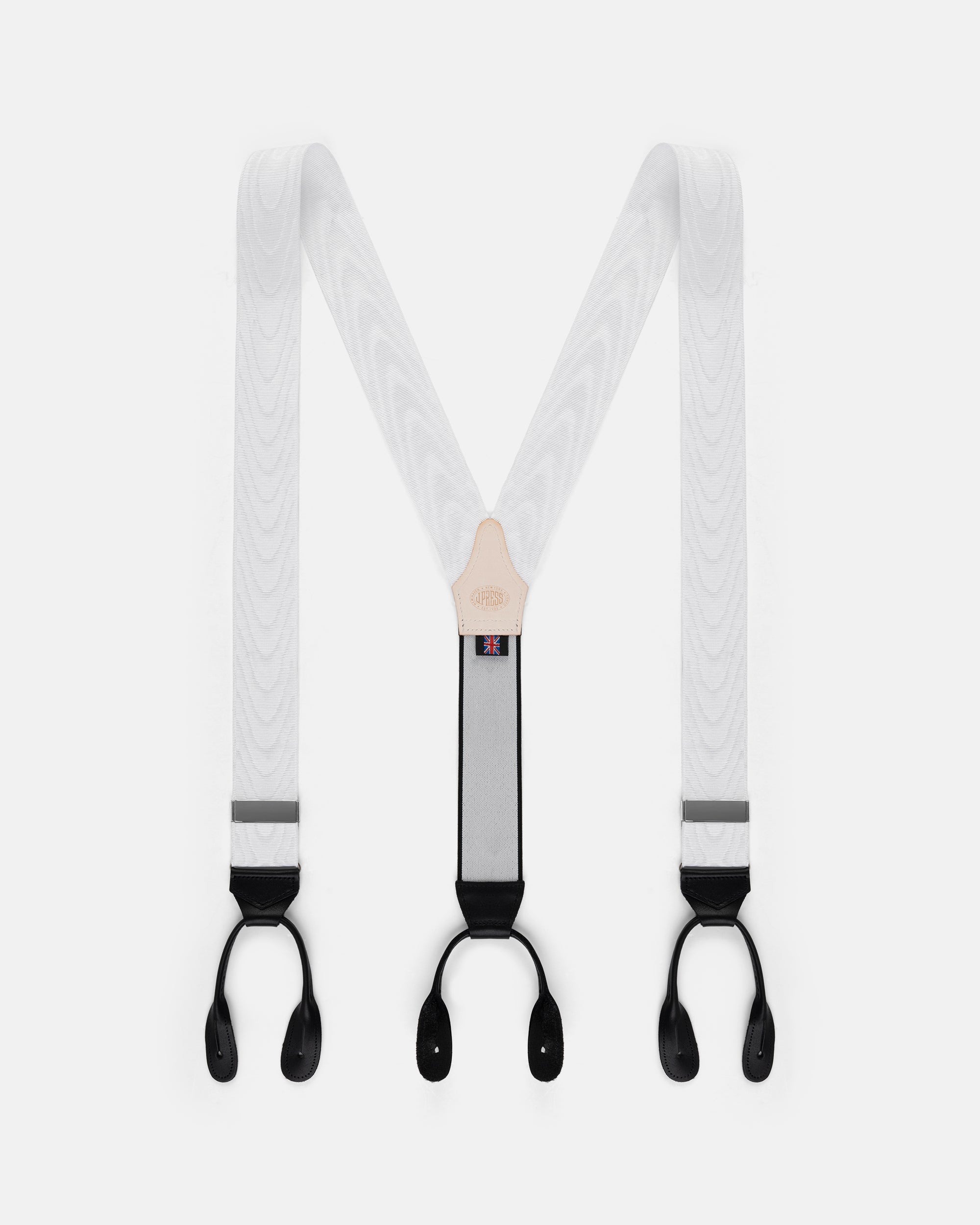 Made-in-England White Silk Moire Braces