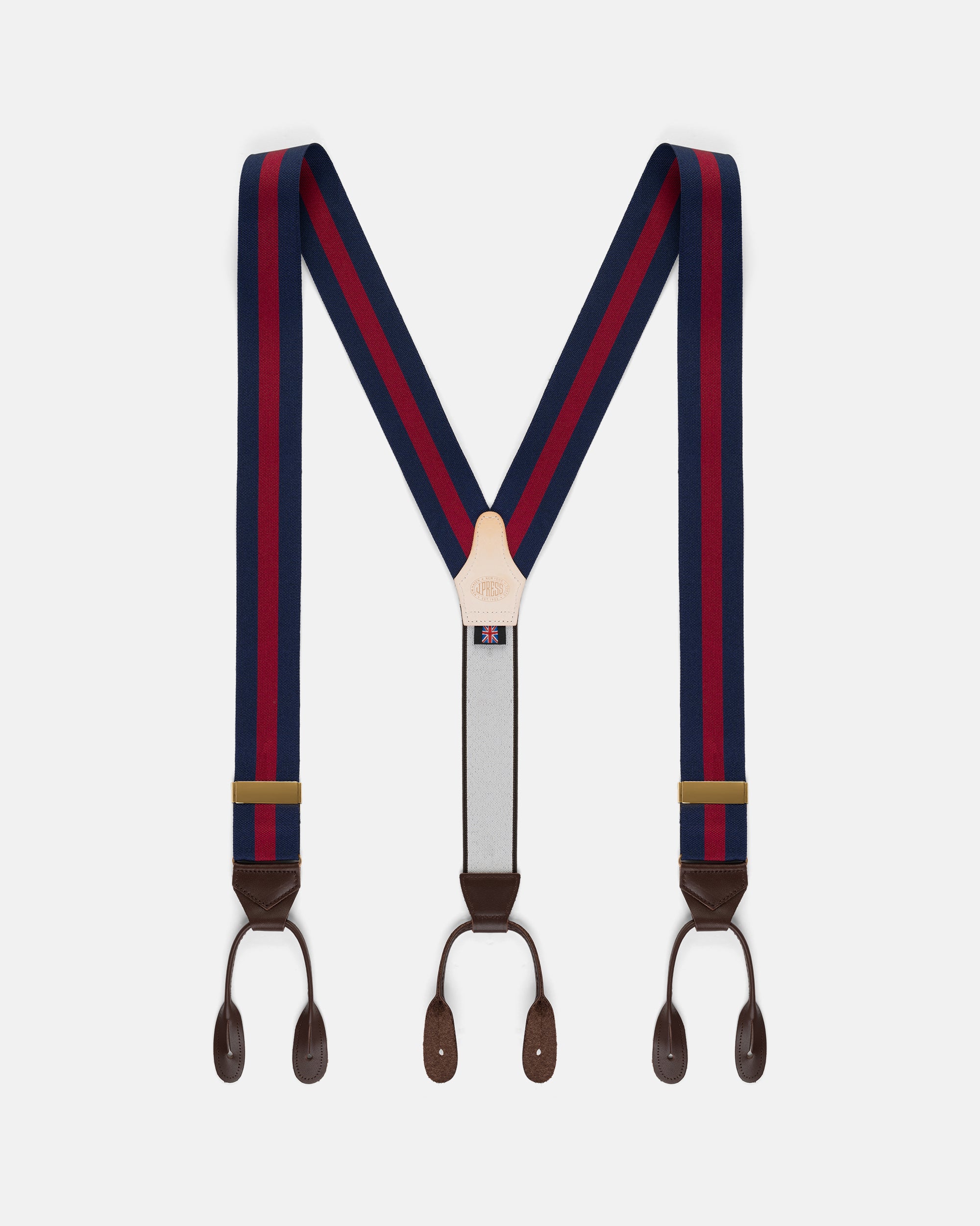 Made-in-England Navy & Red Striped Barathea Braces