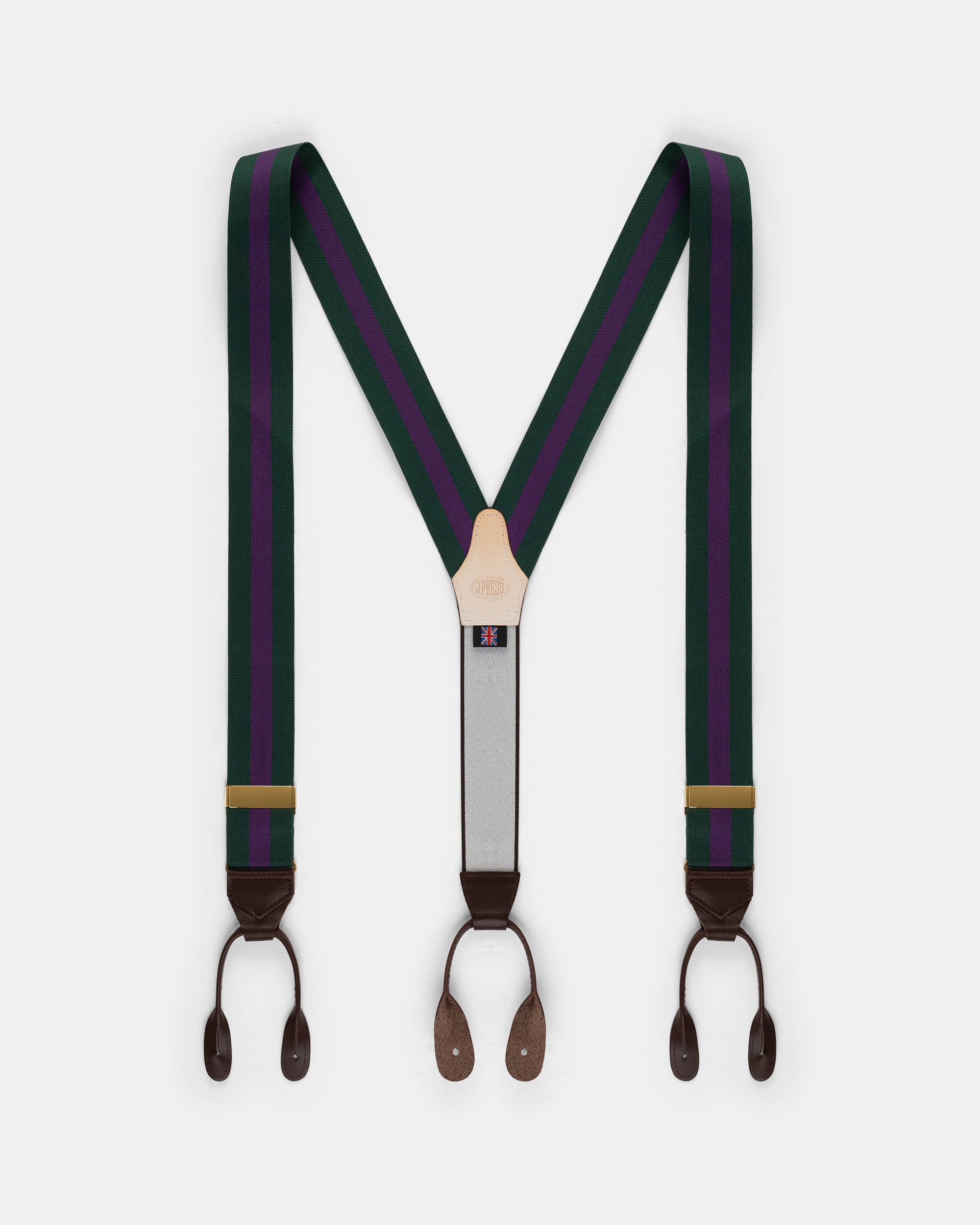 Made-in-England Hunter & Purple Striped Barathea Braces