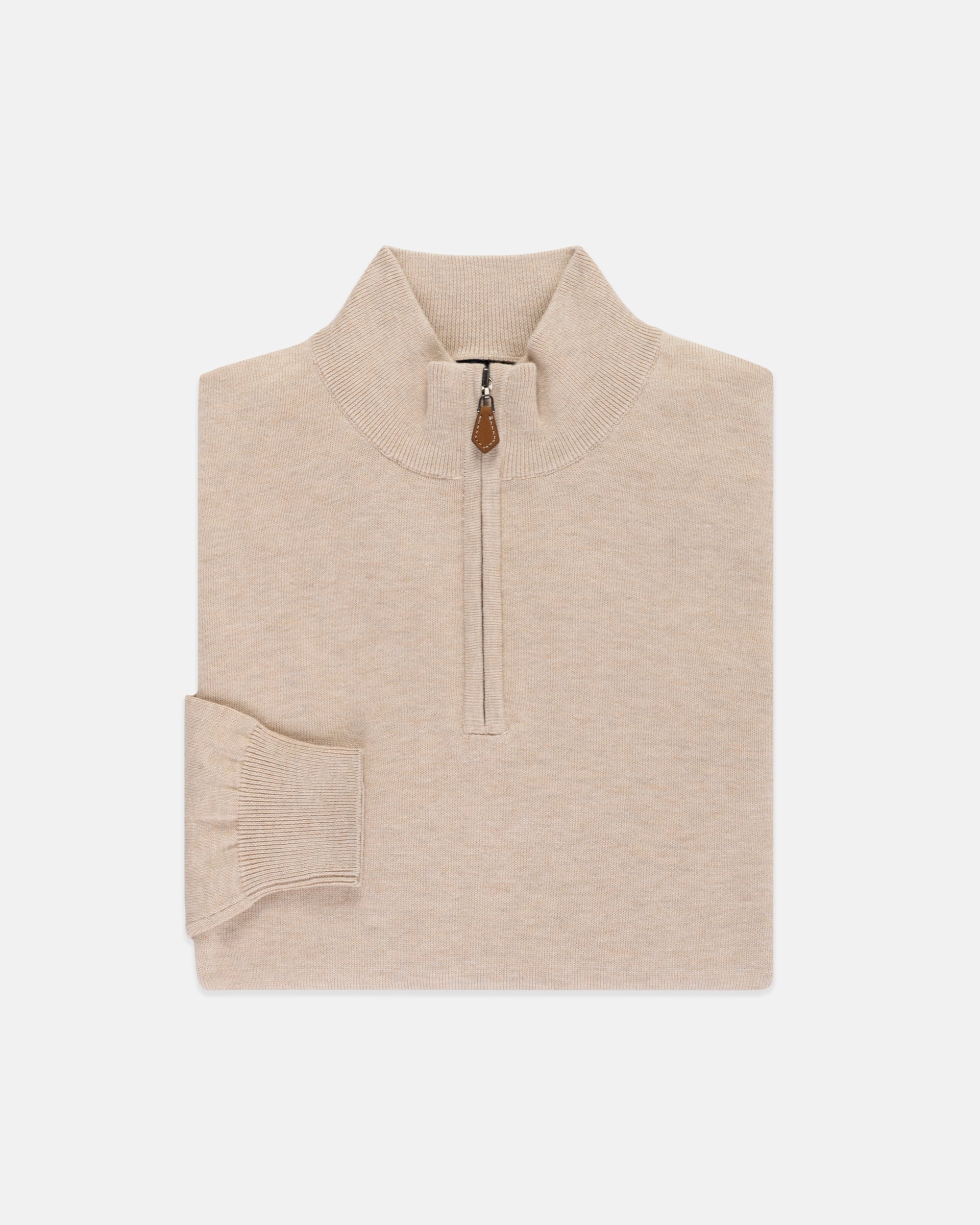Natural Cotton-Cashmere Quarter-Zip Sweater