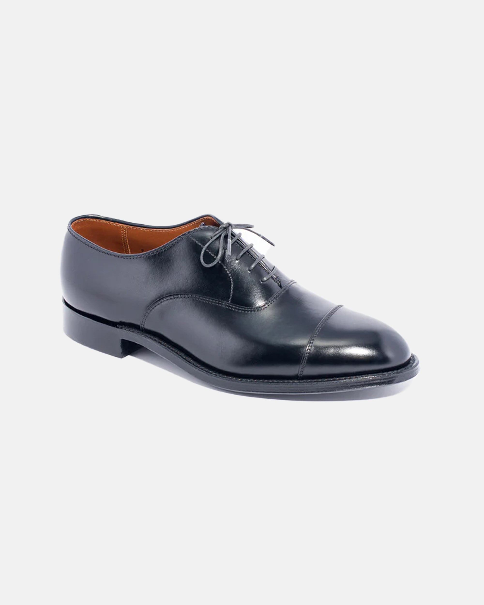 Made-in-America Black Calfskin Straight Tip Bal Oxford