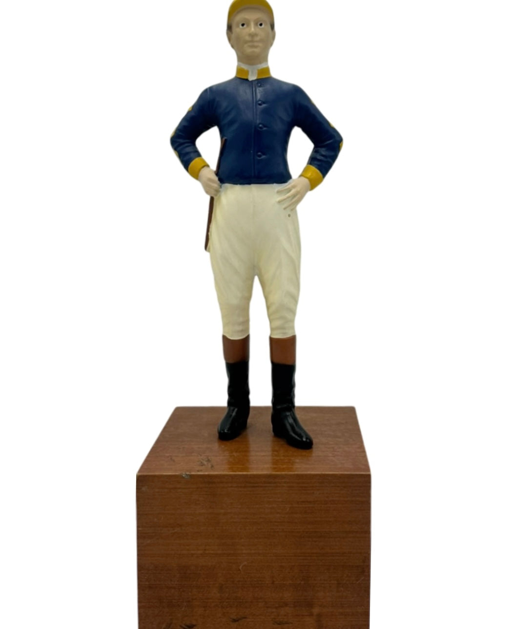 Vintage Equestrian Jockey Bookend Blue Yellow