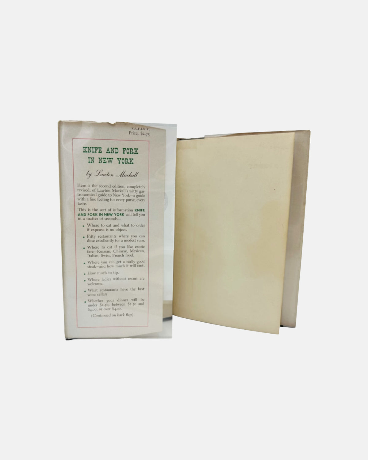 Knife and Fork in New York Where to Eat What to Order by Lawton Mackall 1949