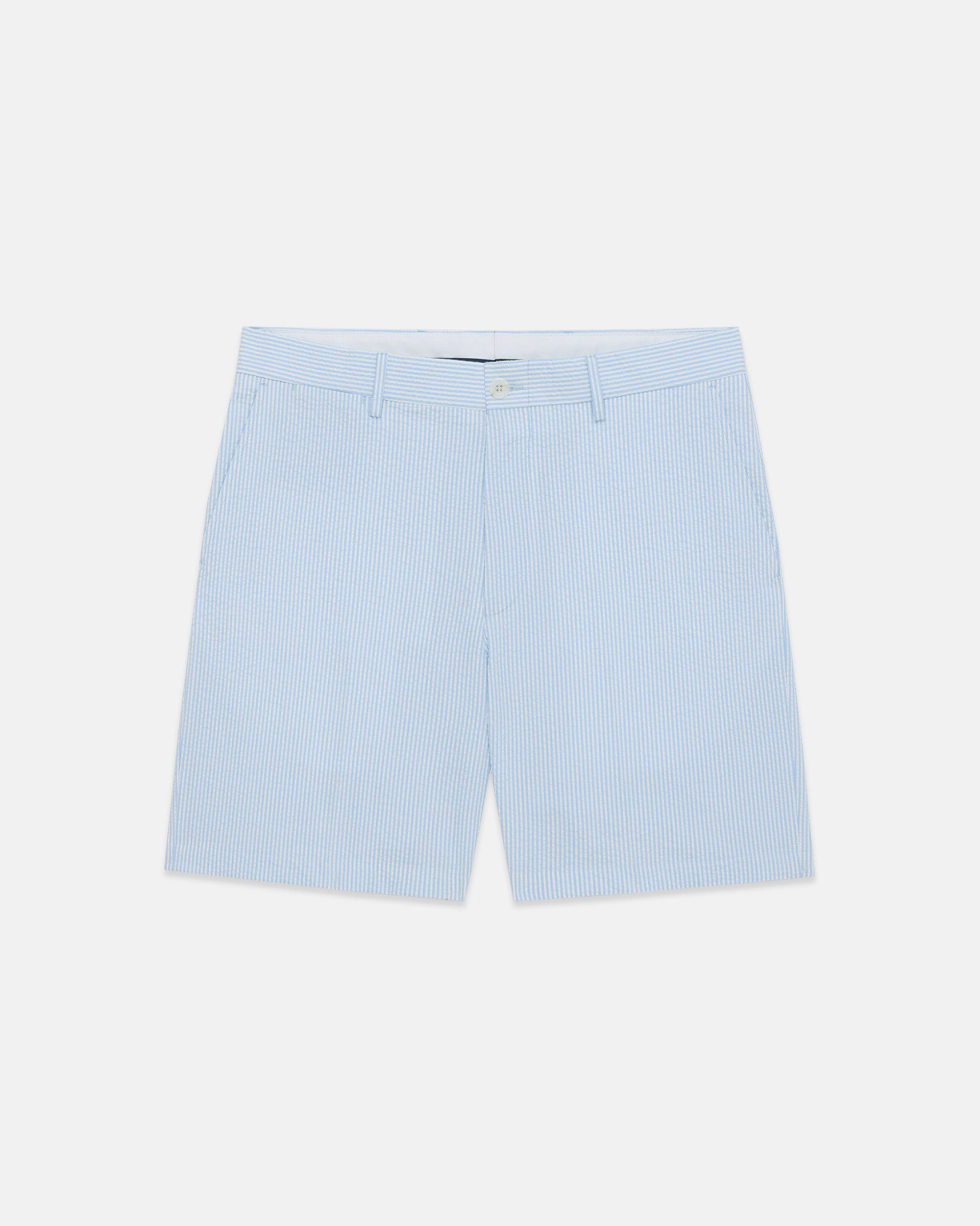 Light Blue Cotton Seersucker Shorts