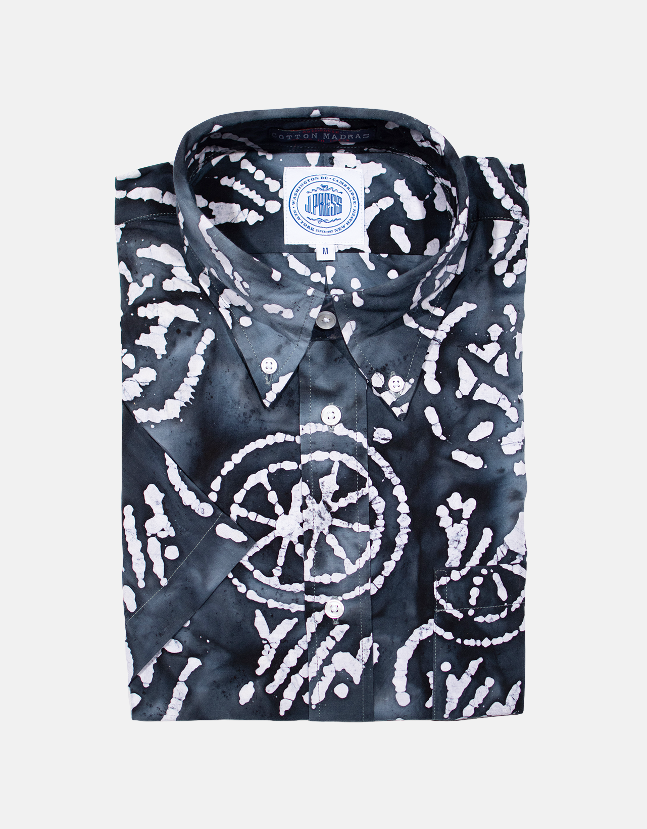 BATIK SHORT SLEEVE SHIRT - NAVY/WHITE