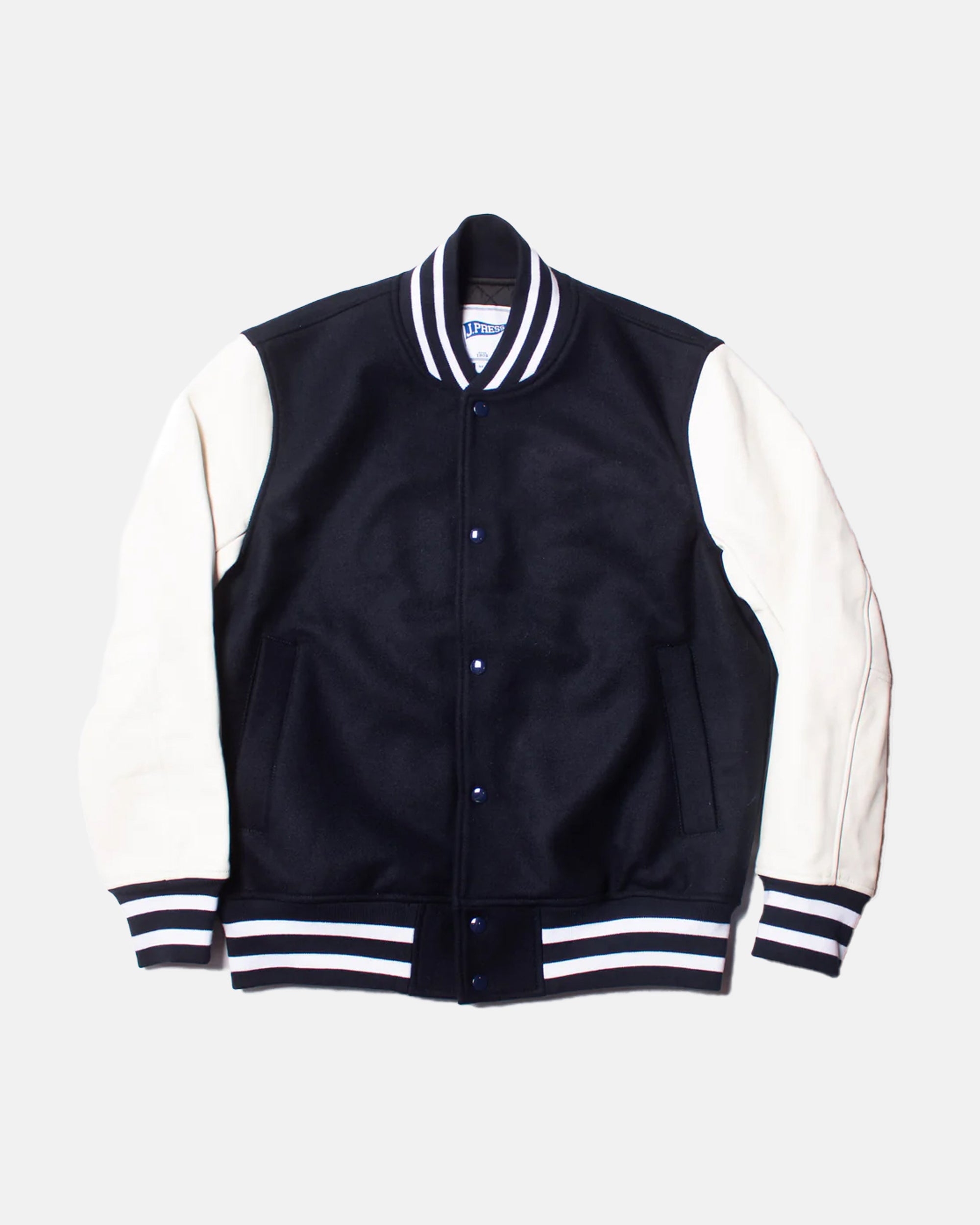 Navy Wool Varsity Jacket - Trim Fit