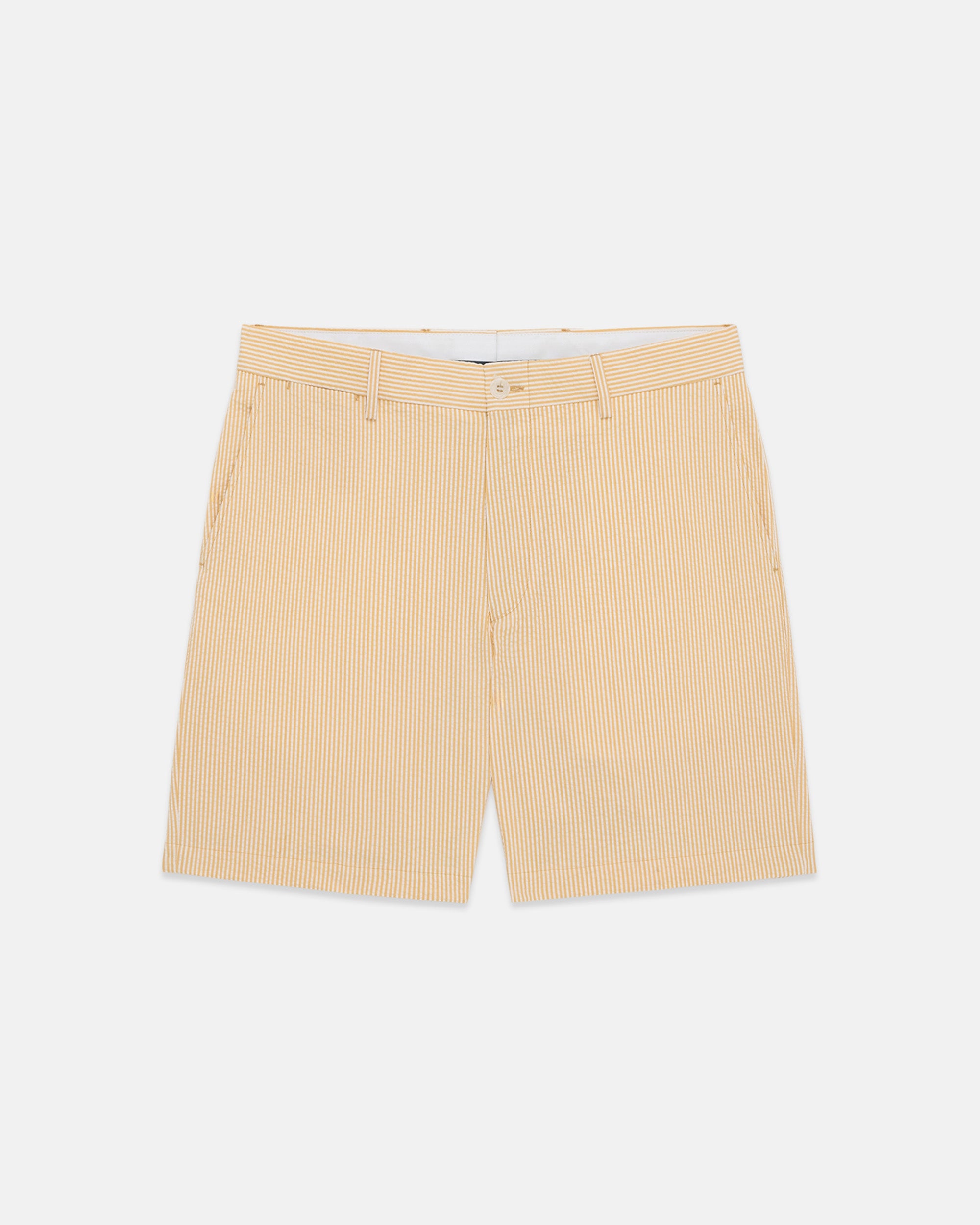 Gold Cotton Seersucker Shorts