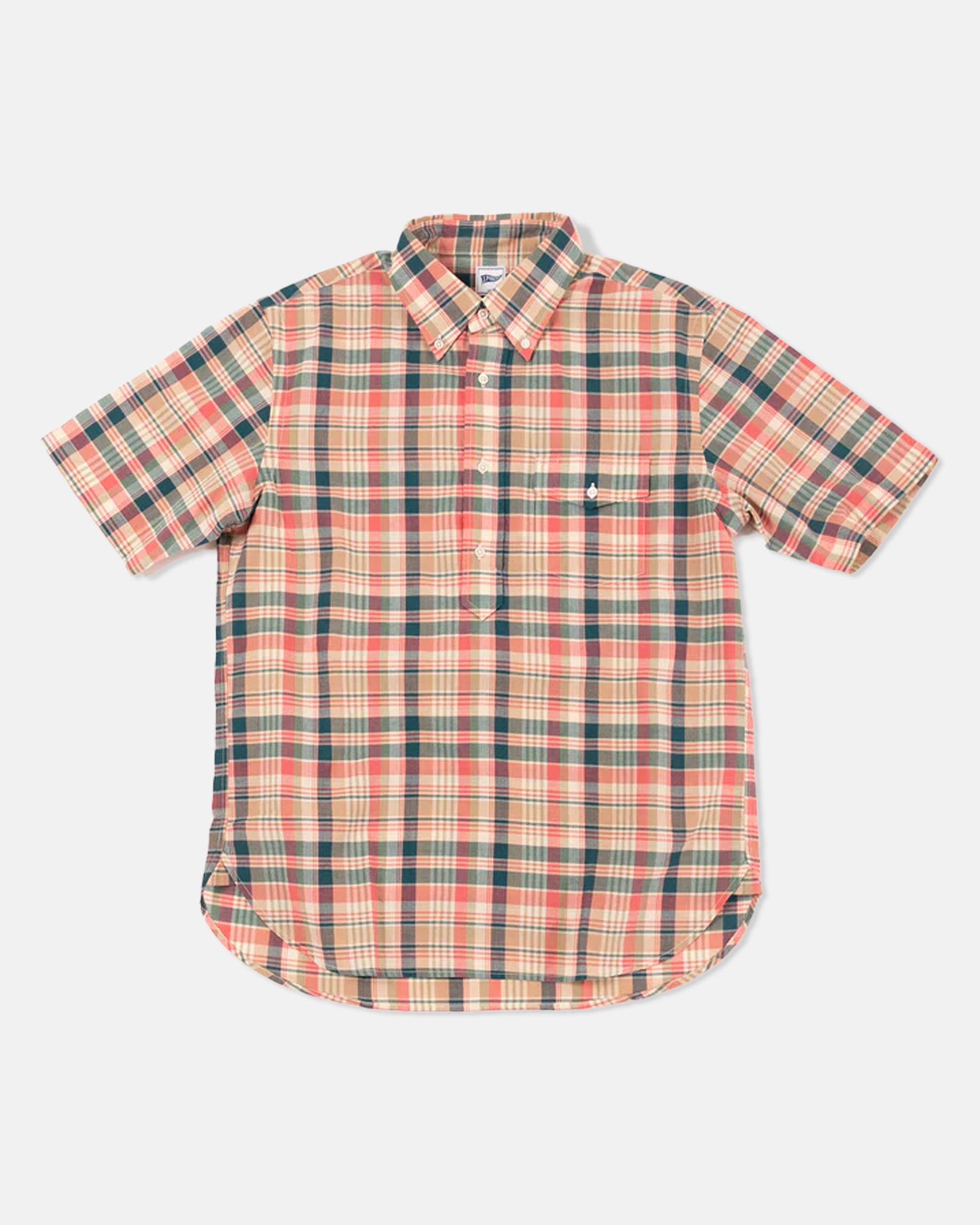 Trim Fit Short Sleeve Madras Popover Shirt