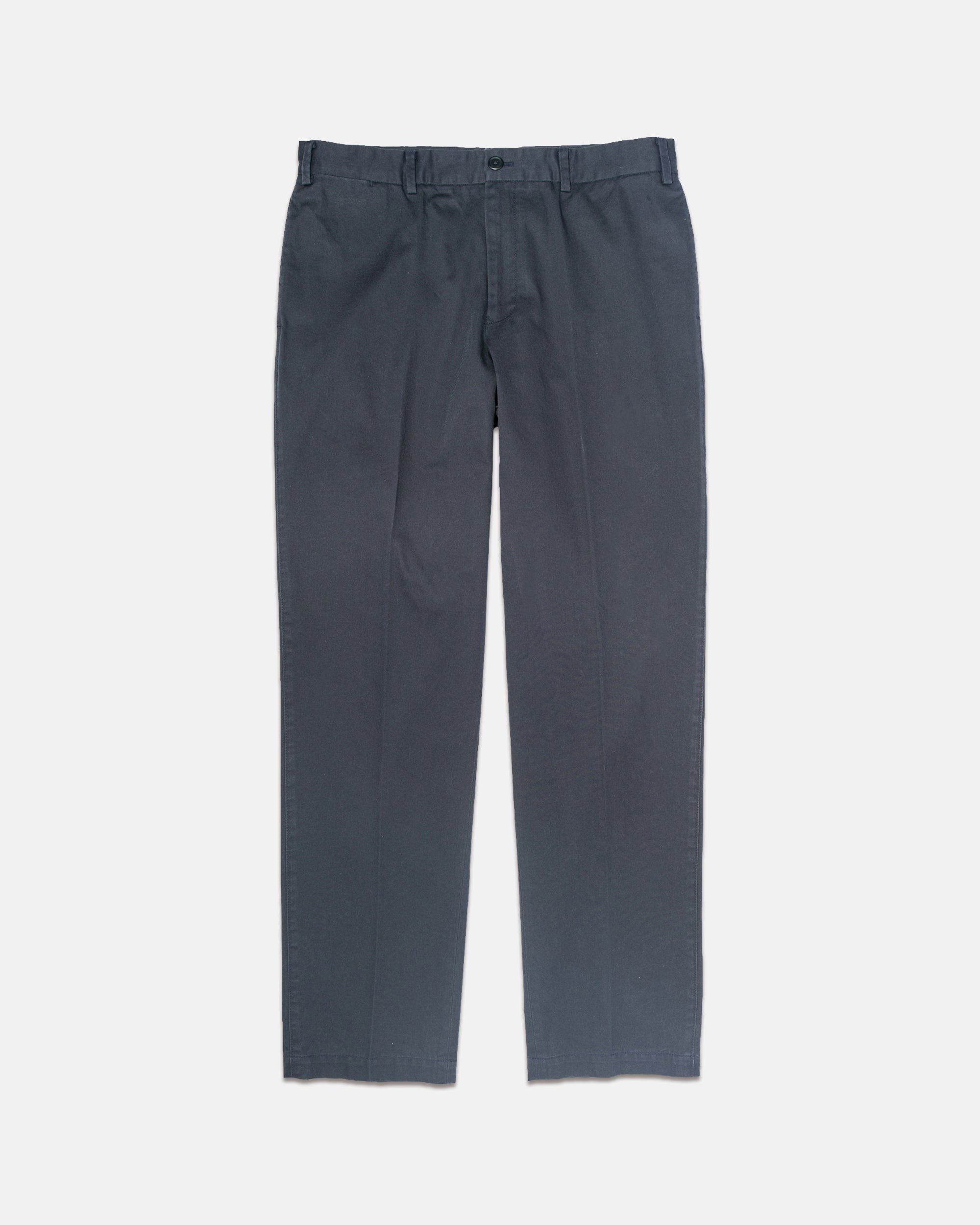 Navy Cinch-Back Cotton Chino Trouser - Trim Fit