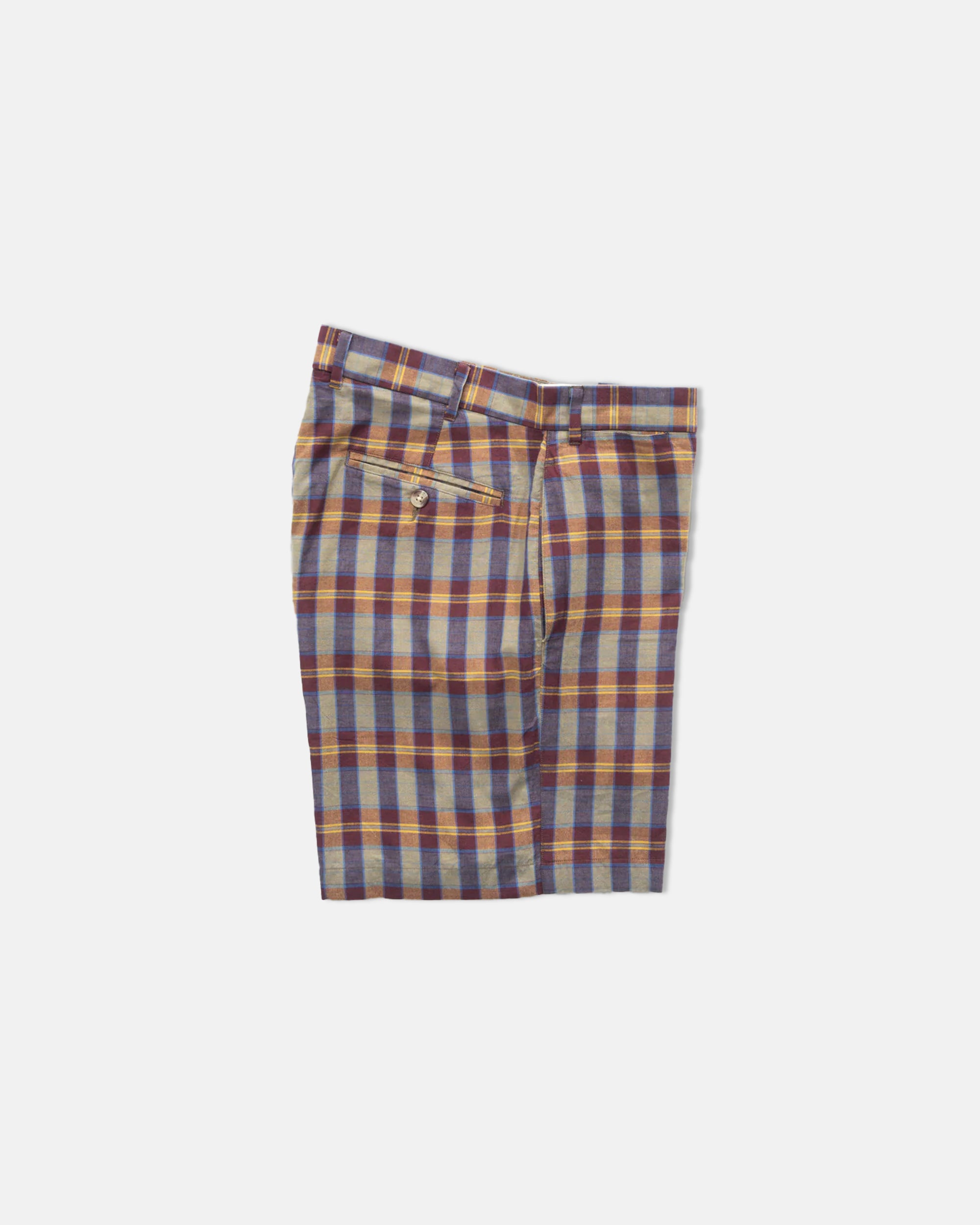 Brown & Navy Madras Shorts - Trim Fit