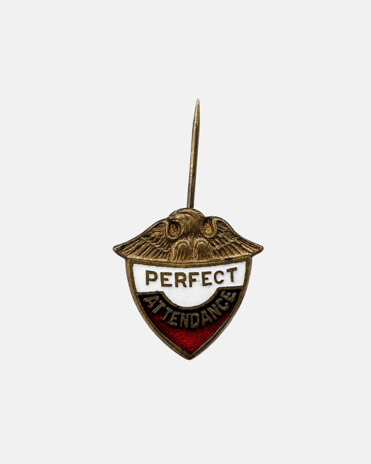 Vintage Perfect Attendance School Award Enamel Lapel Pin Badge