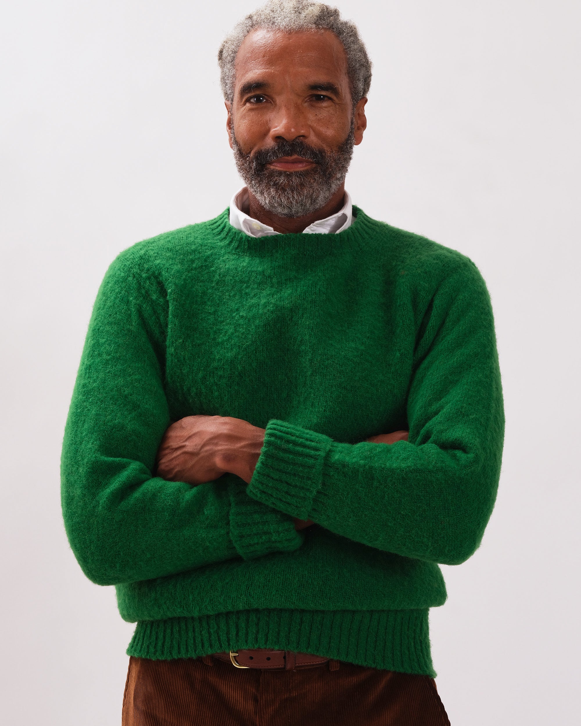 Made-in-Scotland Grass Green Shaggy Dog Sweater - Classic Fit