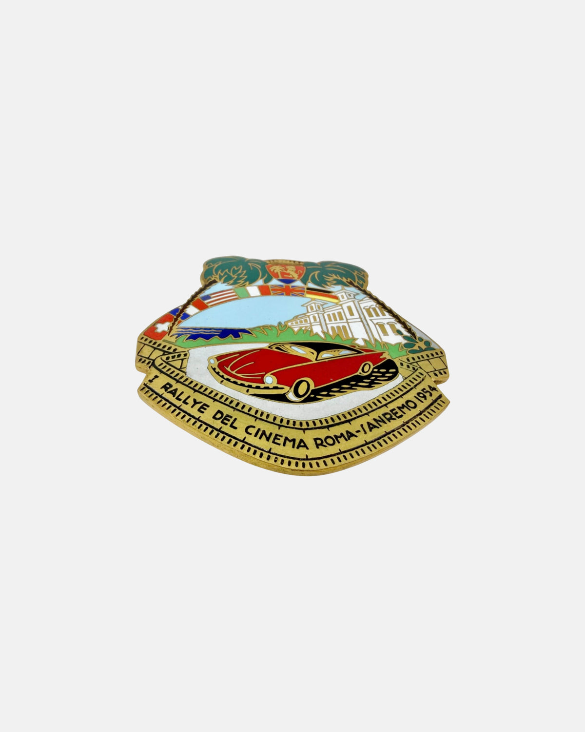 Vintage Rallye del Cinema Roma San Remo 1954 Enamel Car Badge